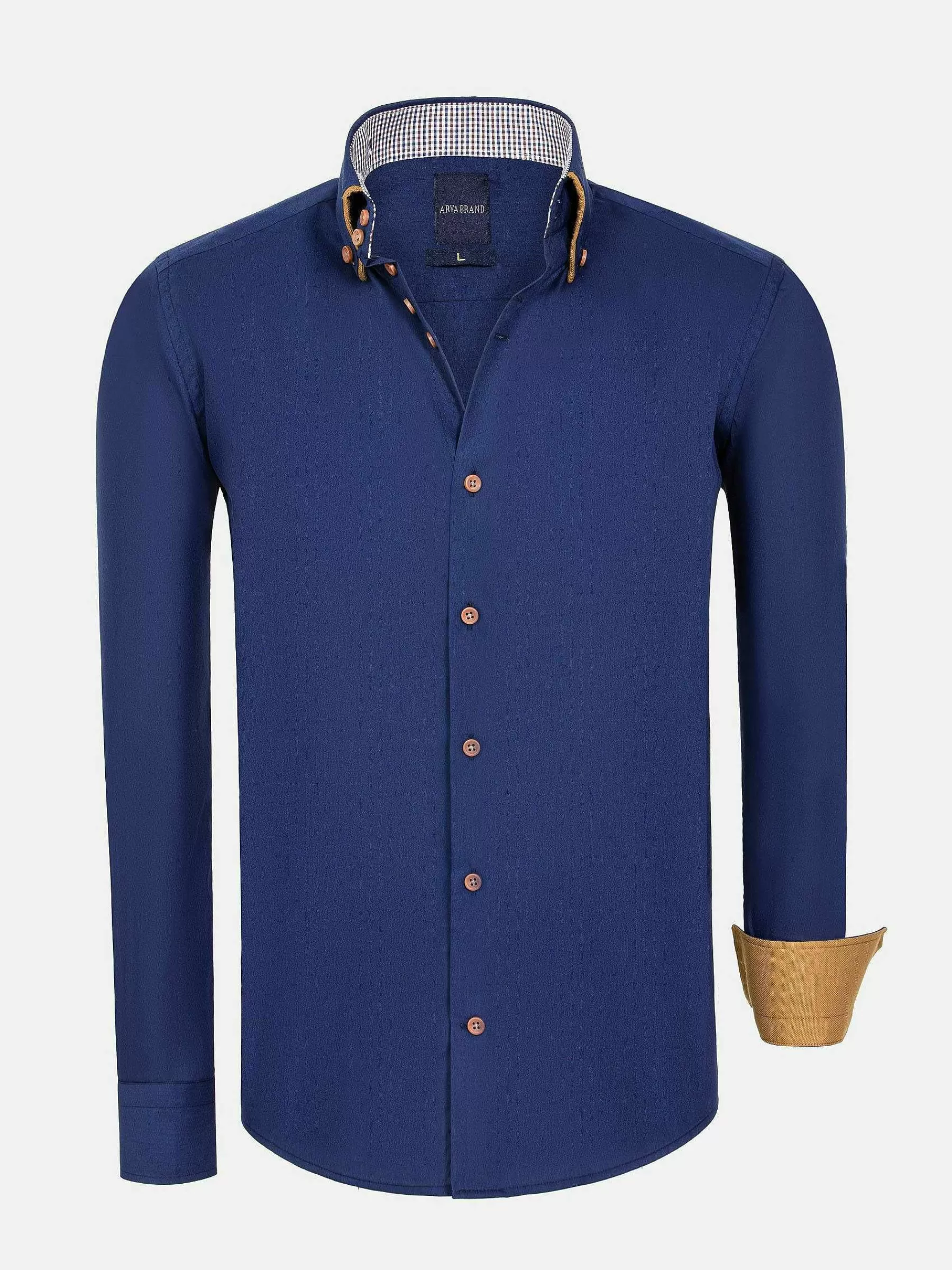 Wam Denim Overhemd Lange Mouwen<Ales Solid Structured Navy Overhemd Lange Mouw