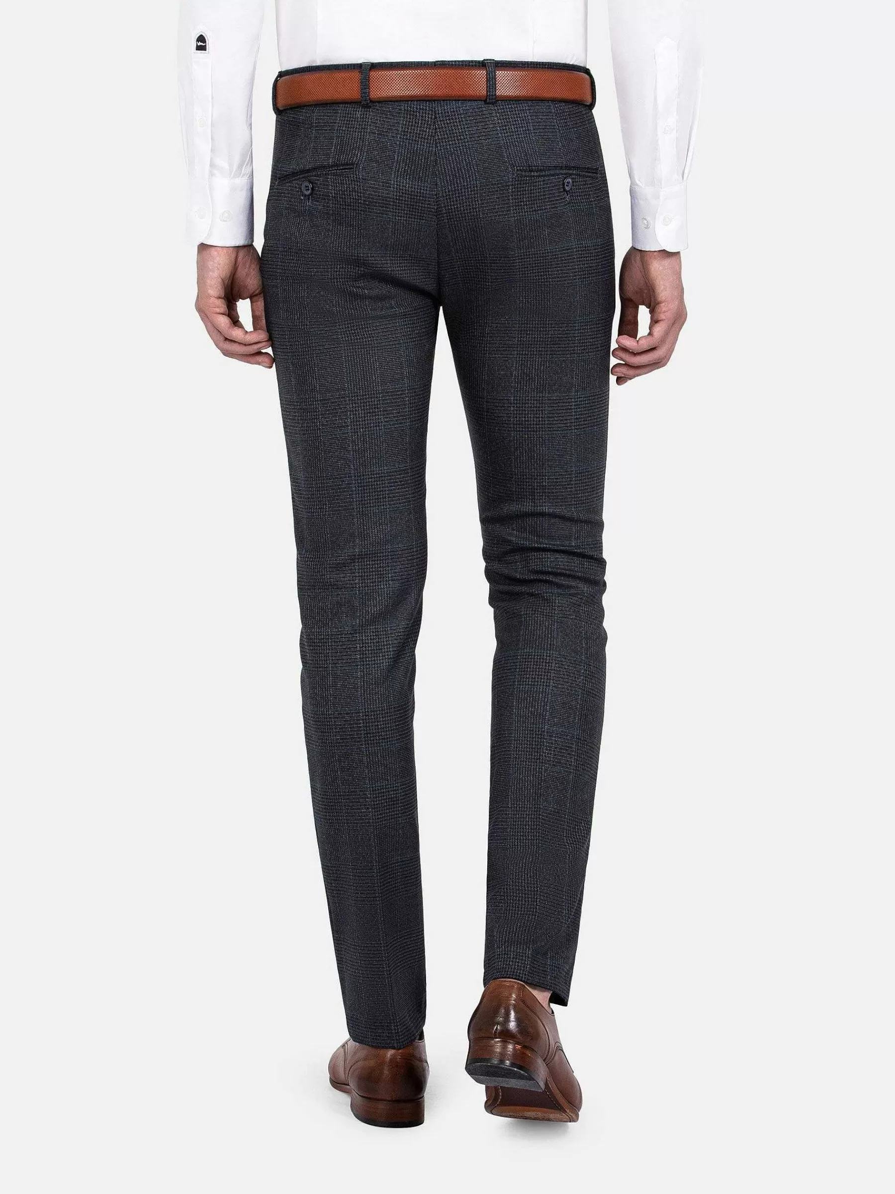 Wam Denim Pantalons<Amalfi Glen Check Slim Fit Navy Suit Pantalon