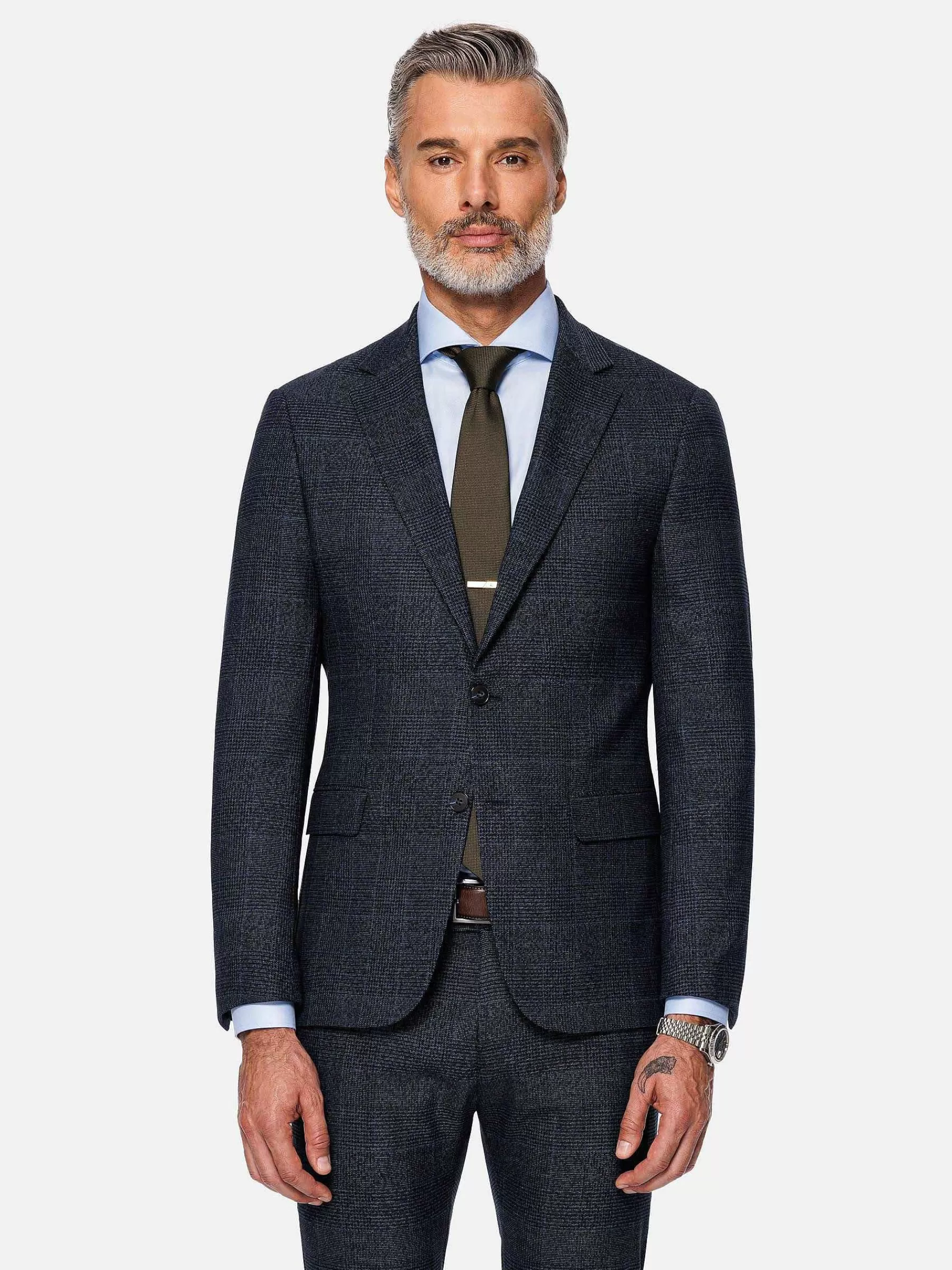 Wam Denim Colberts<Amalfi Glen Check Wide Lapel Navy Suit Colbert