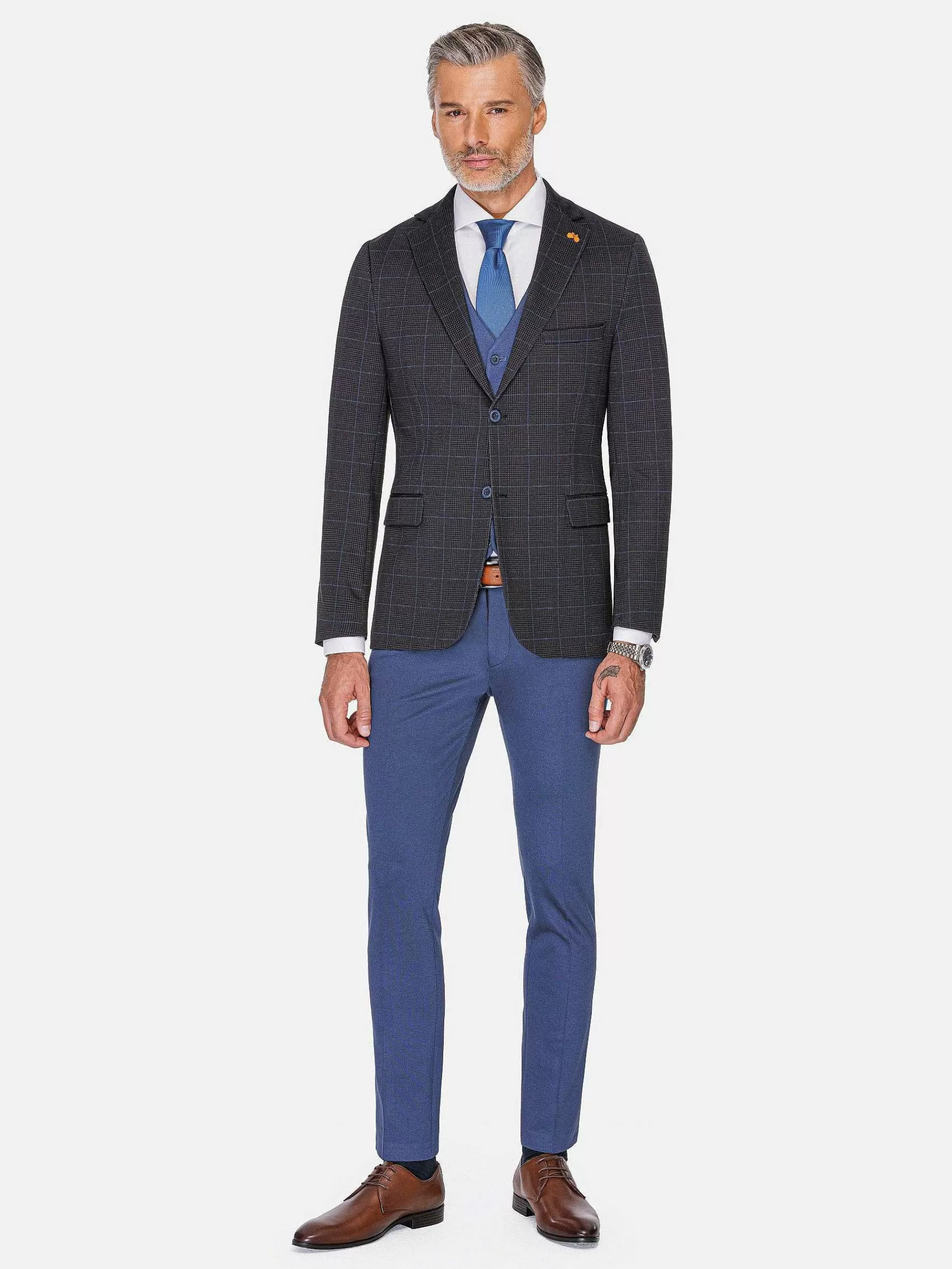 Wam Denim Colberts<Archer Checkered Indigo Navy Colbert
