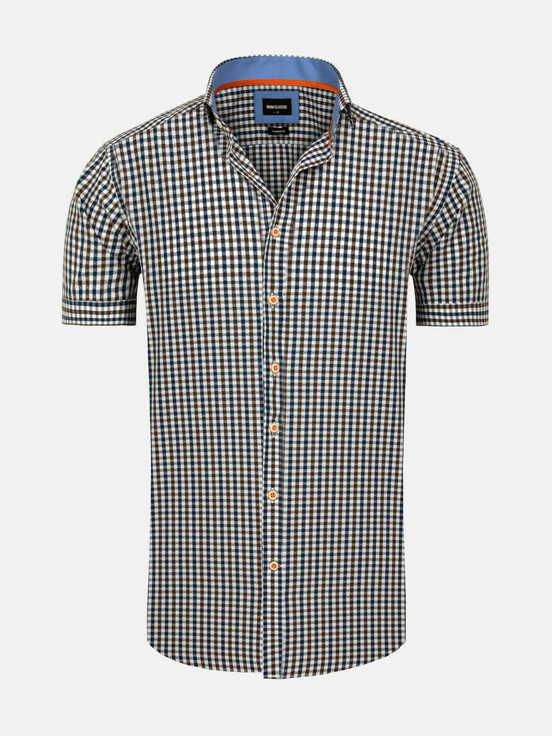 Wam Denim Overhemd Korte Mouwen<Asher Tailored Fit White Brown Overhemd