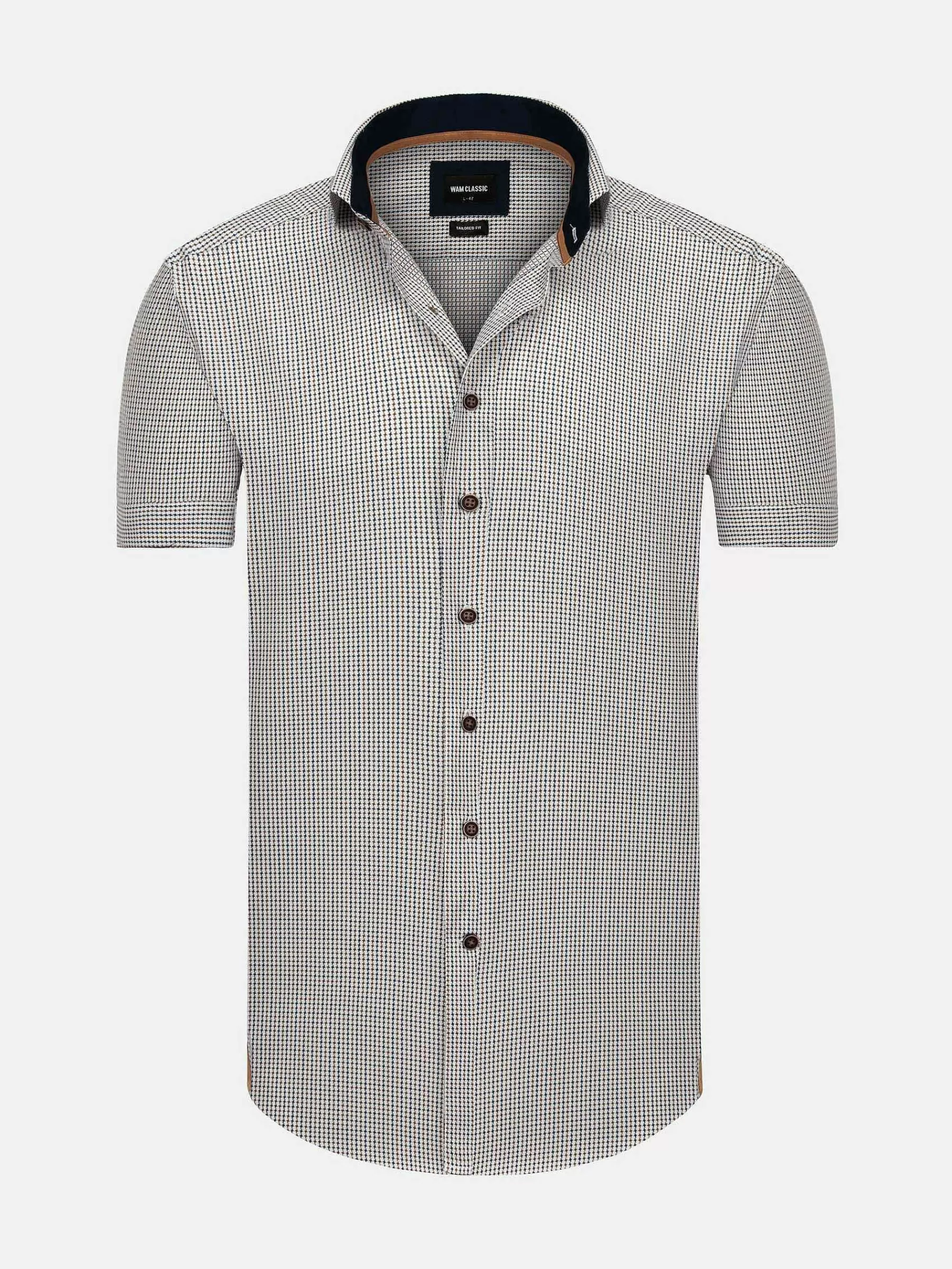 Wam Denim Overhemd Korte Mouwen<Asher Tailored Fit White Navy Overhemd