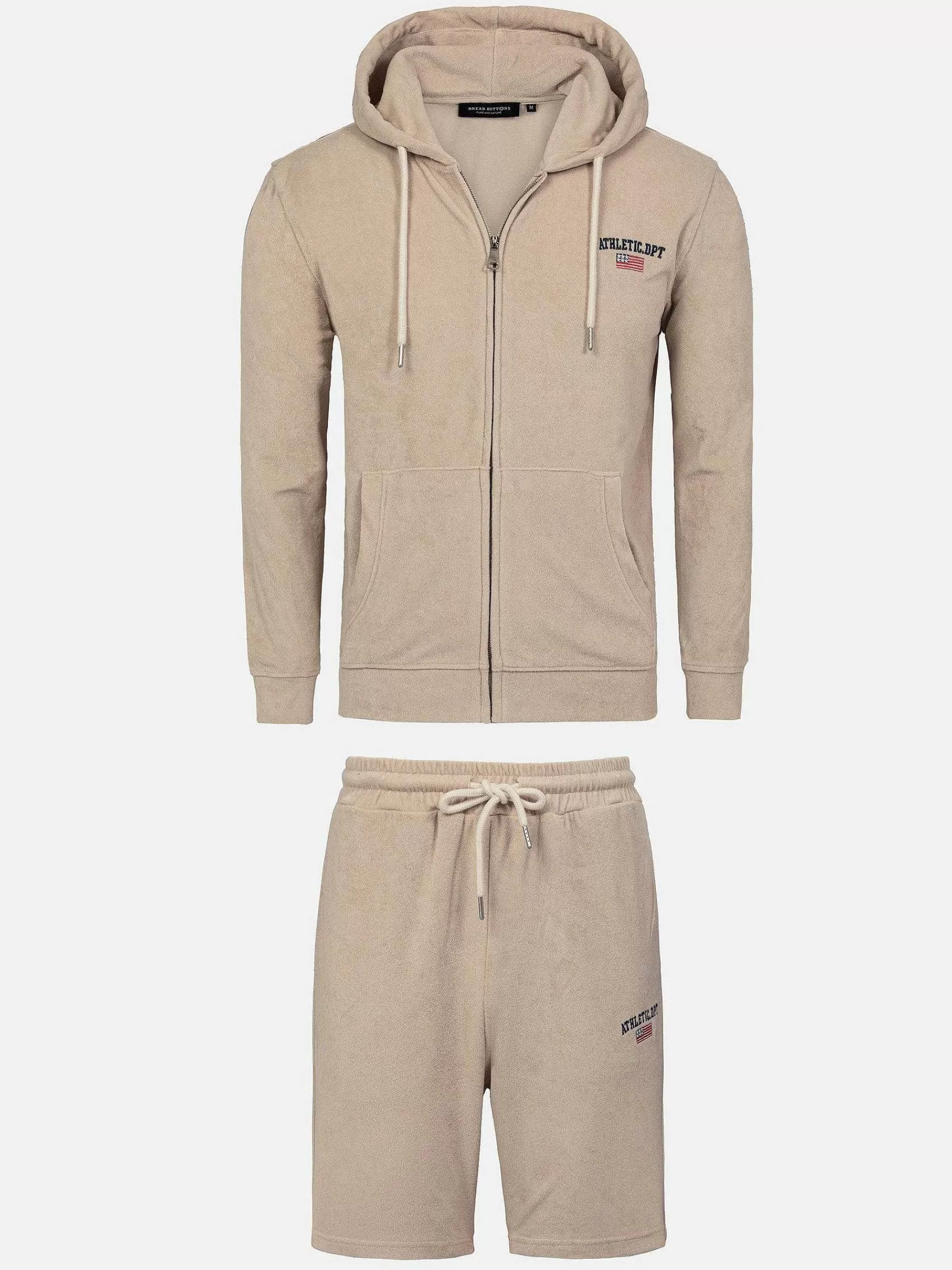 Wam Denim Sweaters<Avery Full Zipped Beige Hoodie Shorts Set