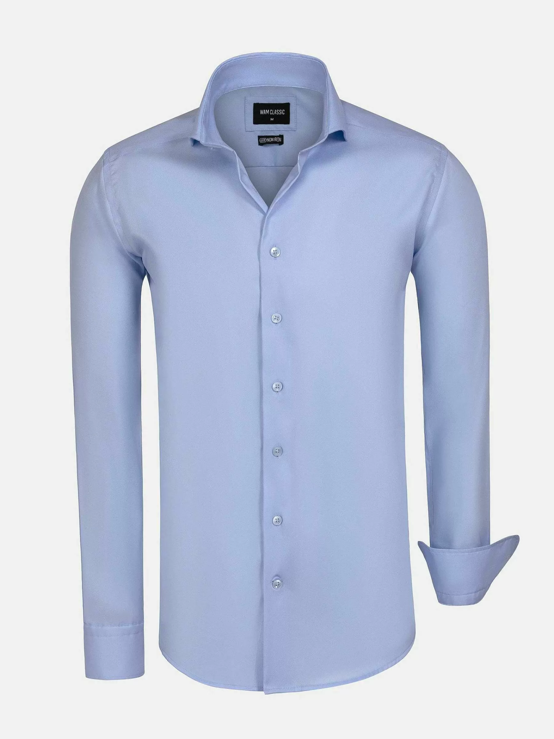 Wam Denim Overhemd Lange Mouwen<Burgos Solid Blue Overhemd Longe Mouw