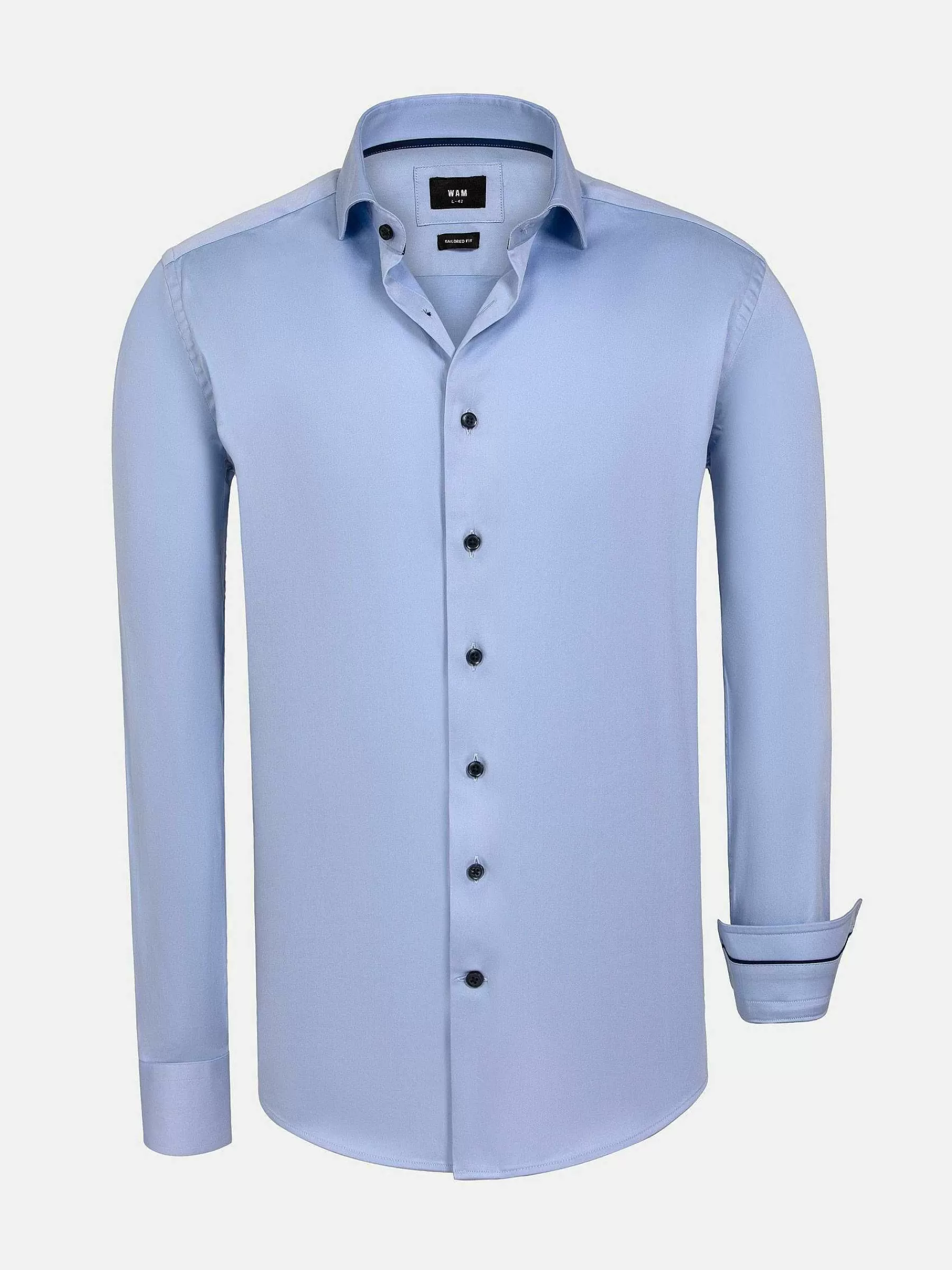 Wam Denim Overhemd Lange Mouwen<Catalina Blue Solid Overhemd Lange Mouw