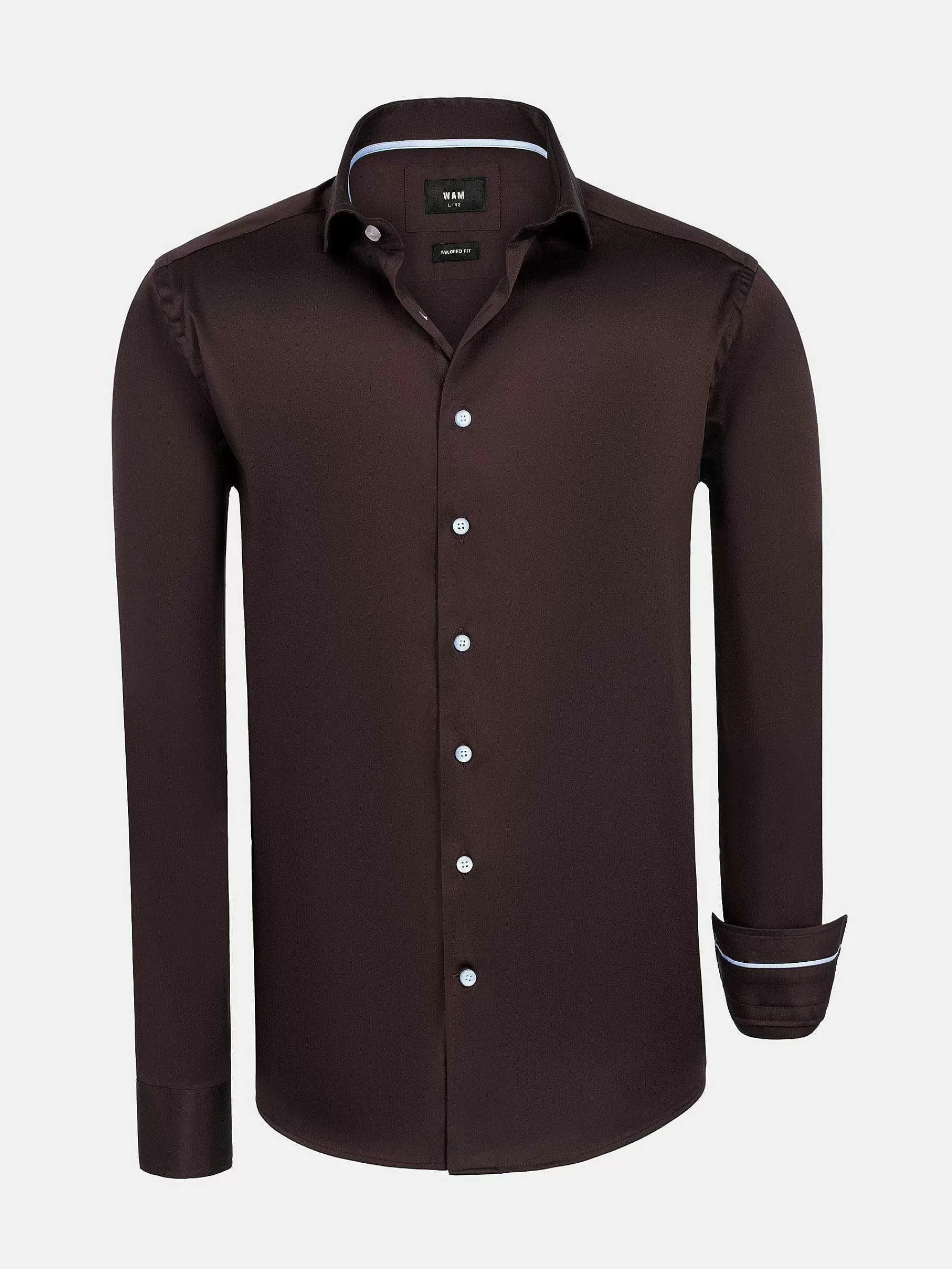 Wam Denim Overhemd Lange Mouwen<Catalina Brown Solid Overhemd Lange Mouw