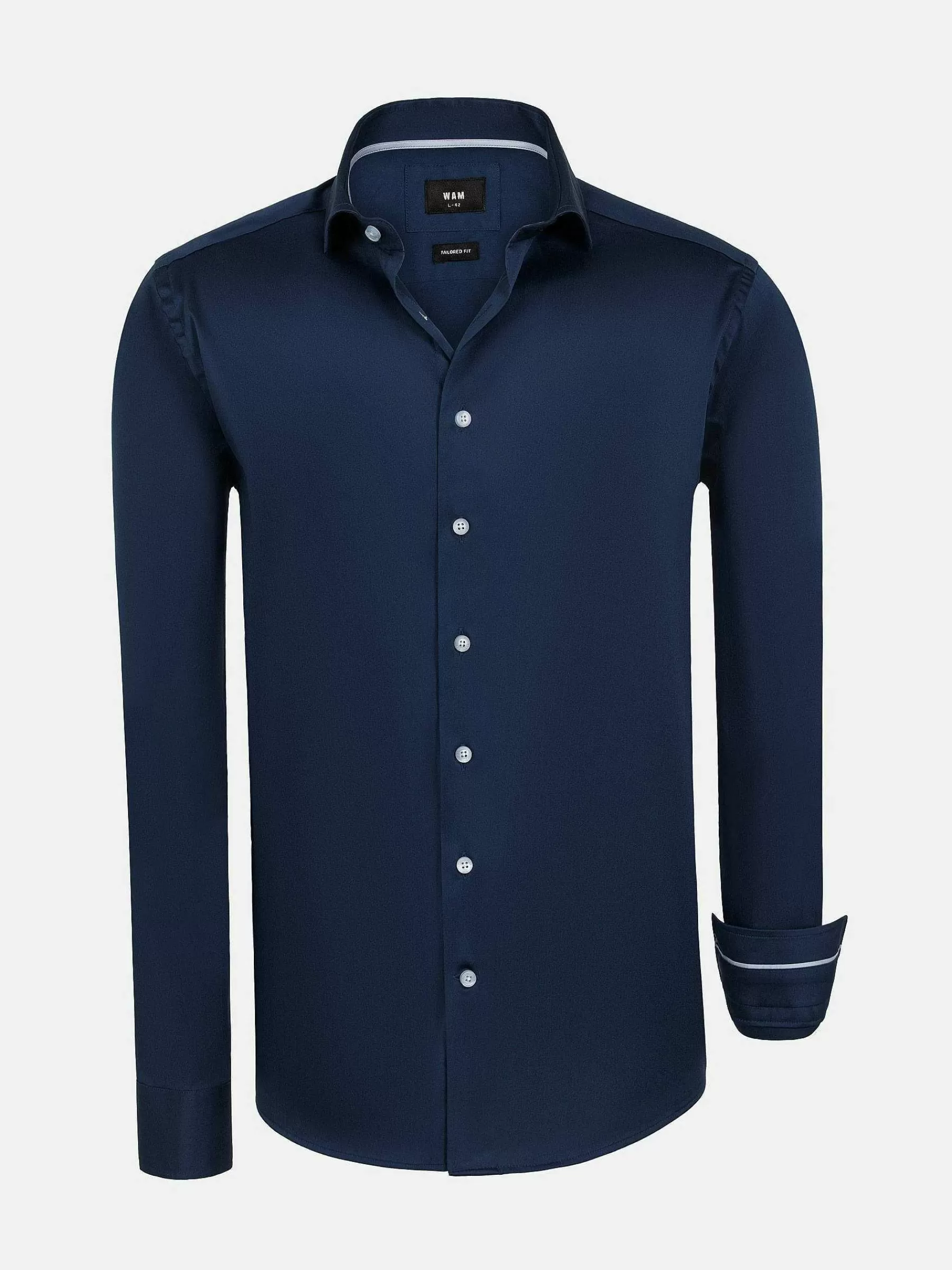 Wam Denim Overhemd Lange Mouwen<Catalina Navy Solid Overhemd Lange Mouw