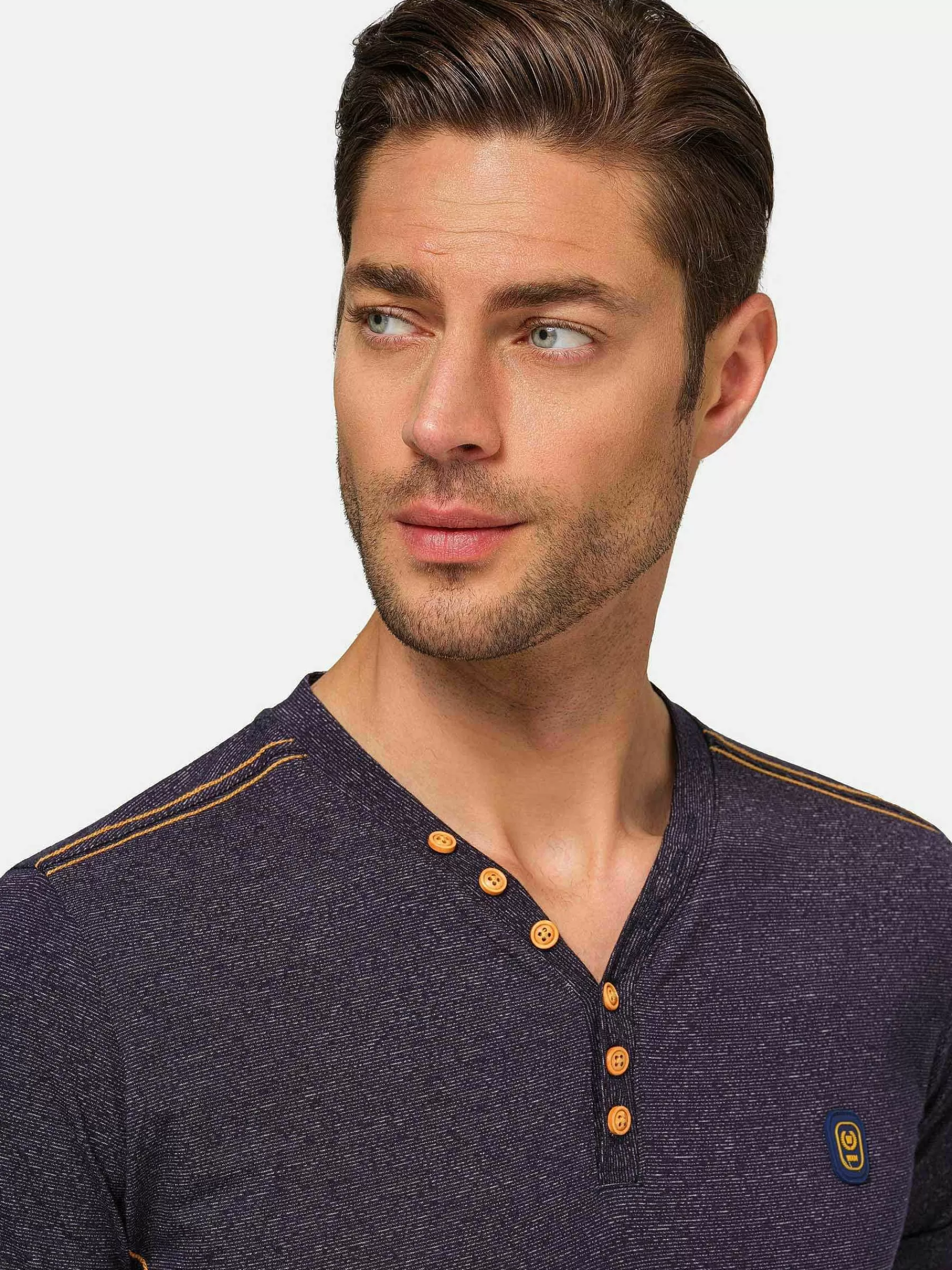 Wam Denim T-Shirts<Dirkous V-Neck Button Down Navy T-Shirt