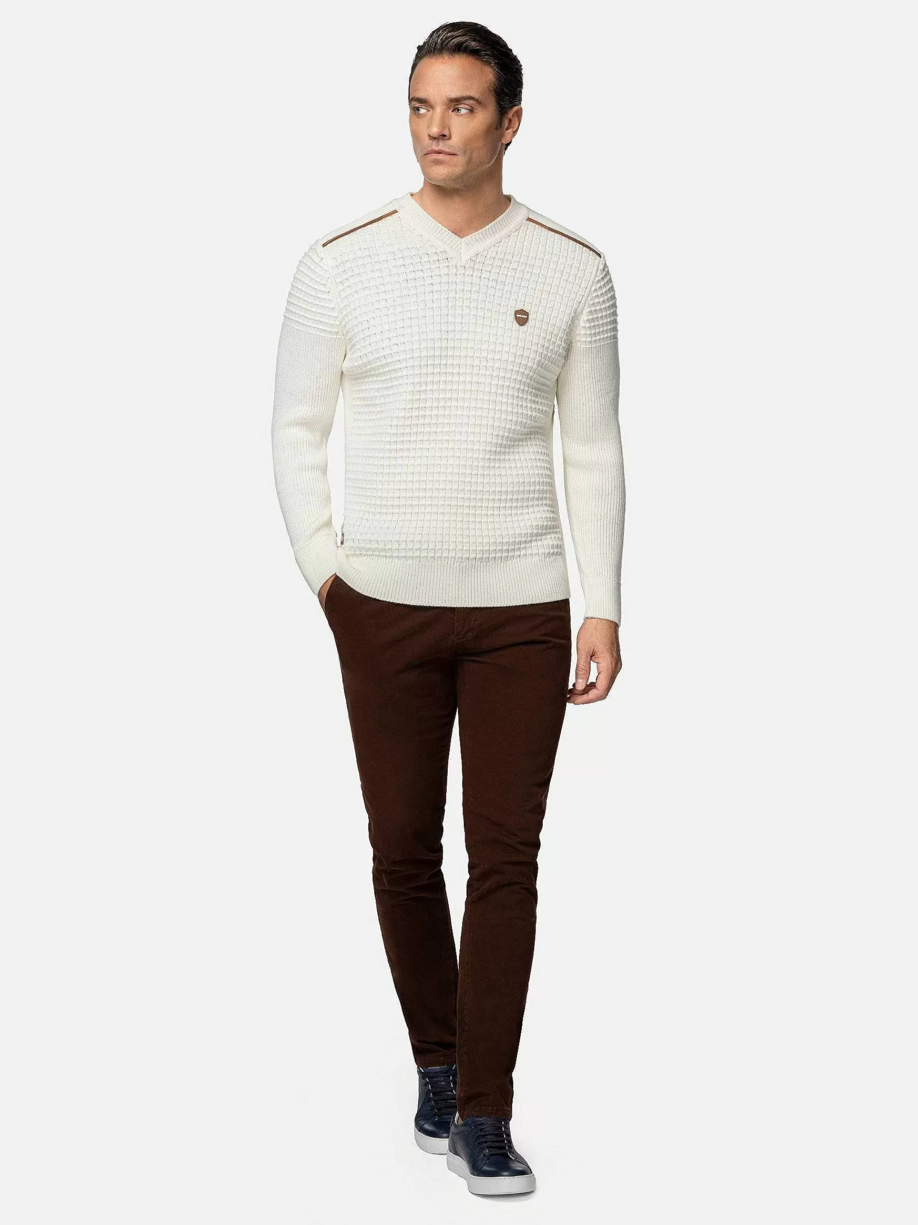 Wam Denim Truien<Dover Slim Fit V-Neck Off-White Truien