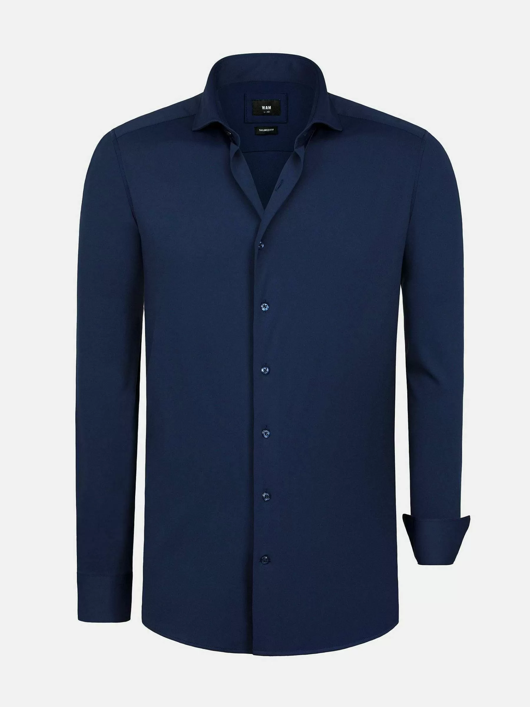 Wam Denim Overhemd Lange Mouwen<Everest Stretched Navy Overhemd Lange Mouw