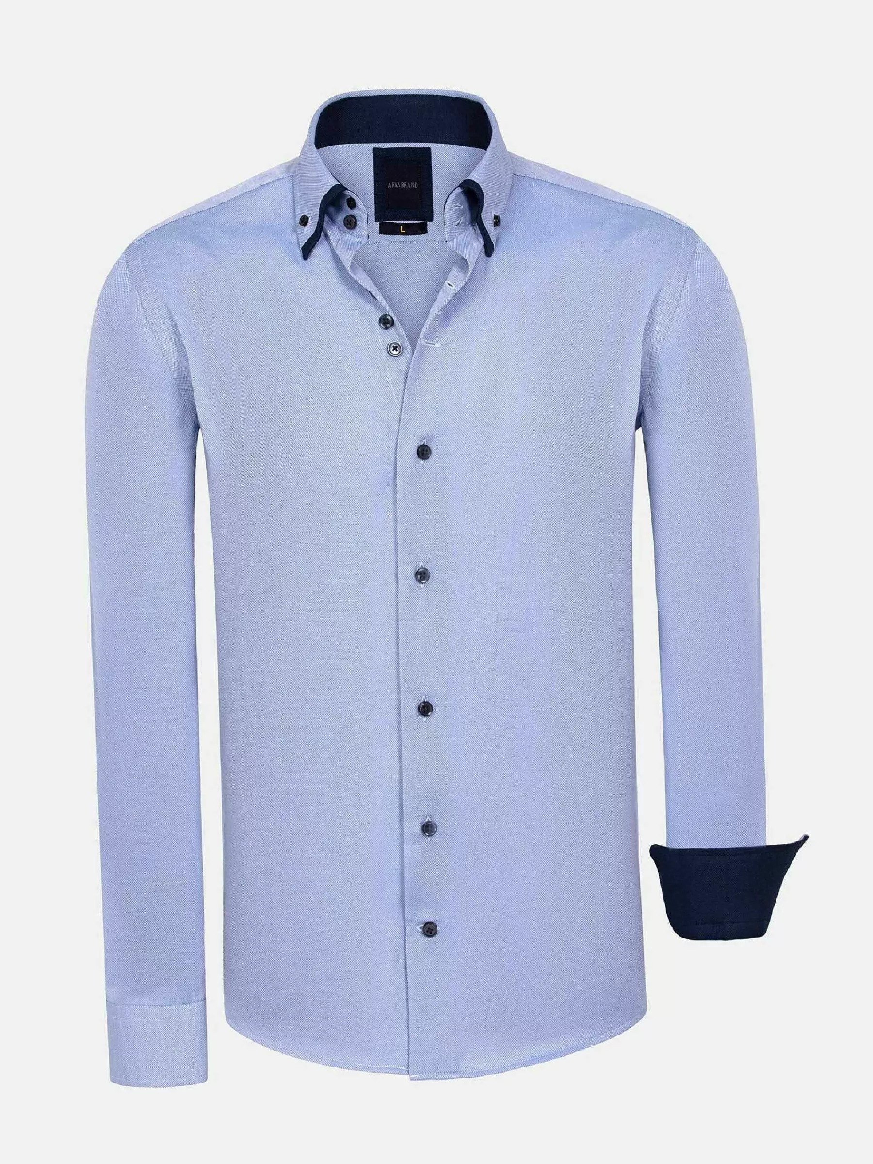 Wam Denim Overhemd Lange Mouwen<Flers Double Collar Blue Overhemd Lange Mouw