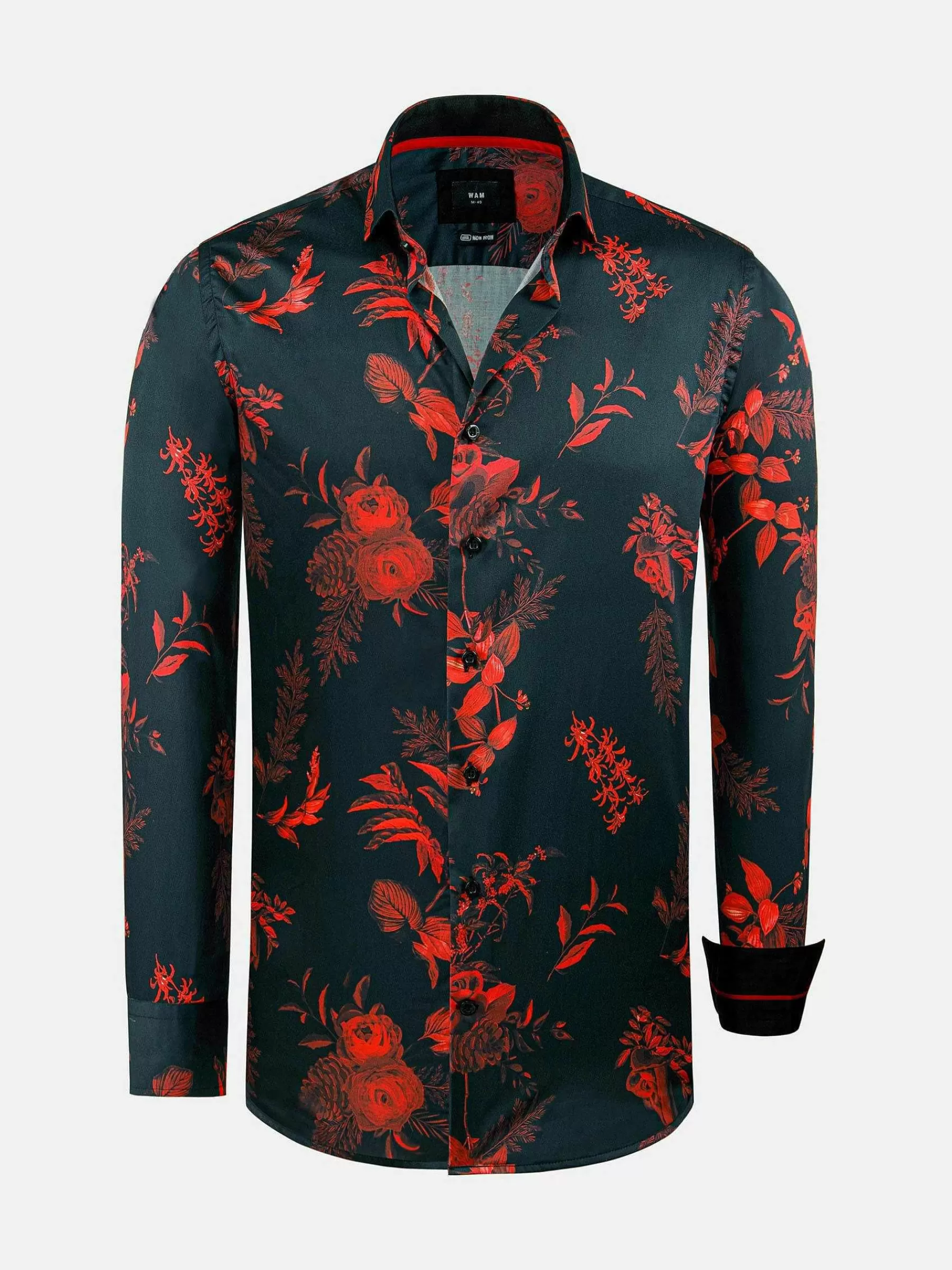 Wam Denim Overhemd Lange Mouwen<Florence Red Floral Black Overhemd Lange Mouw