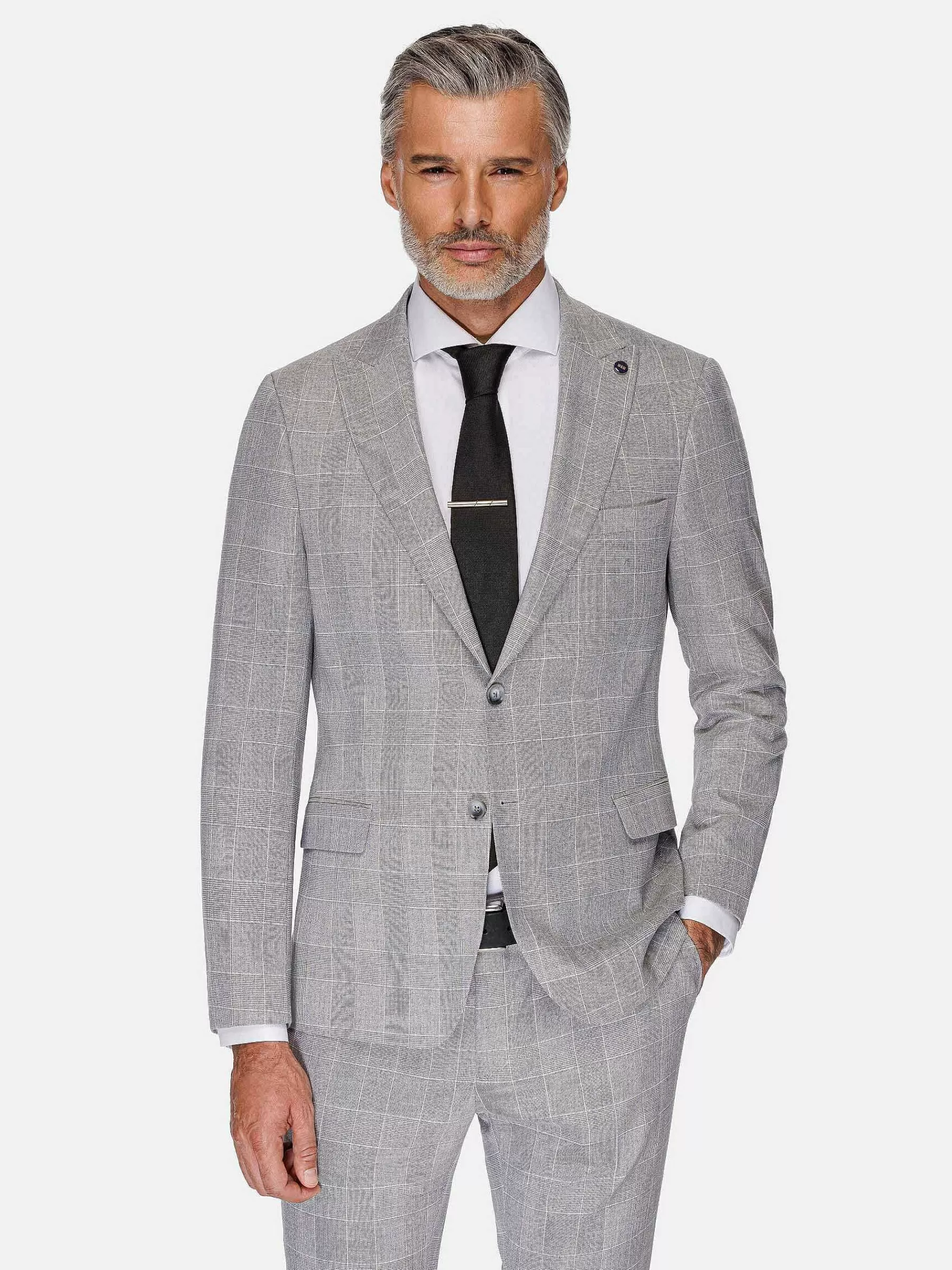 Wam Denim Colberts<Ground Checkered Slim Fit Grey Colbert