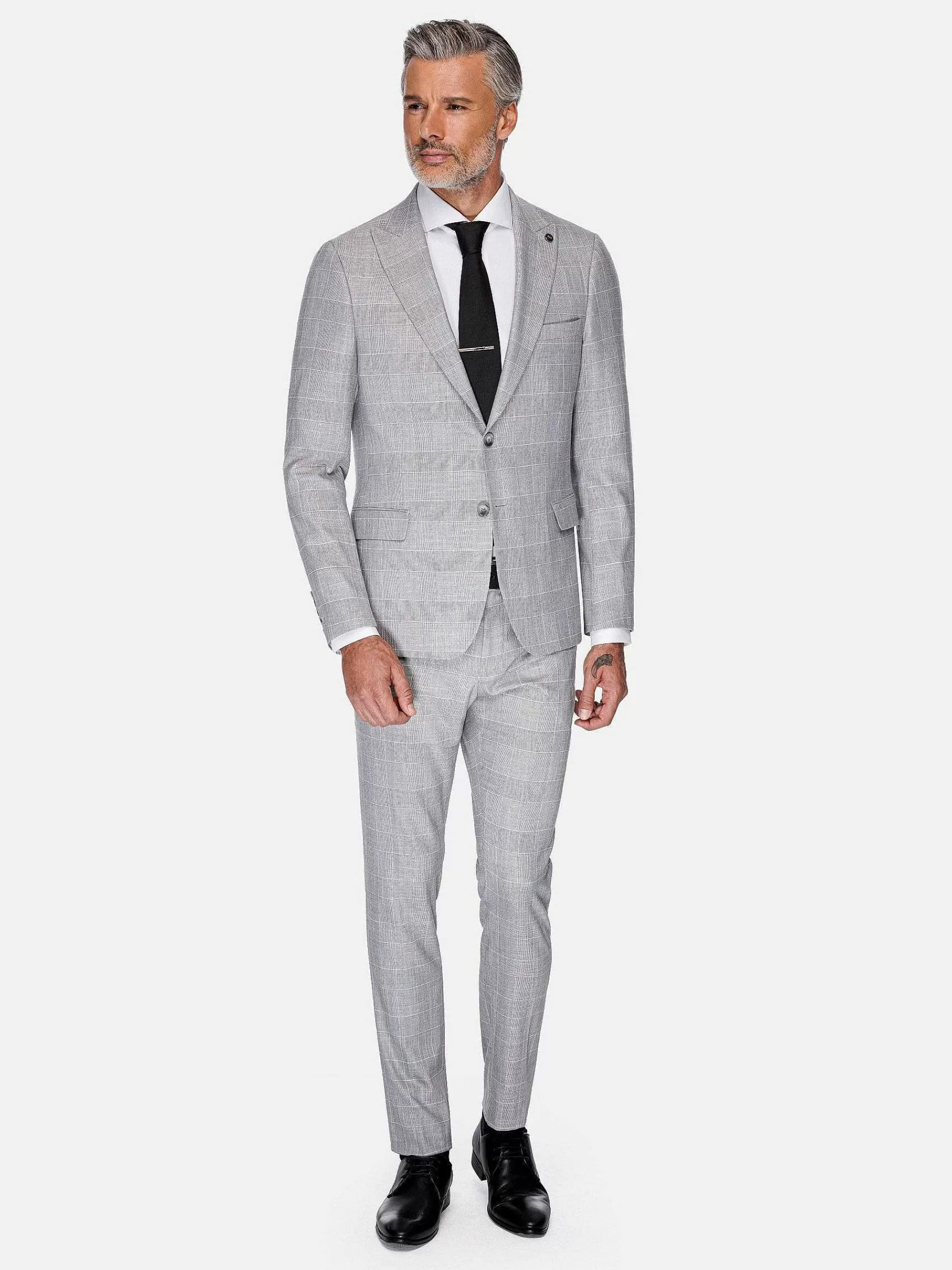 Wam Denim Colberts<Ground Checkered Slim Fit Grey Colbert