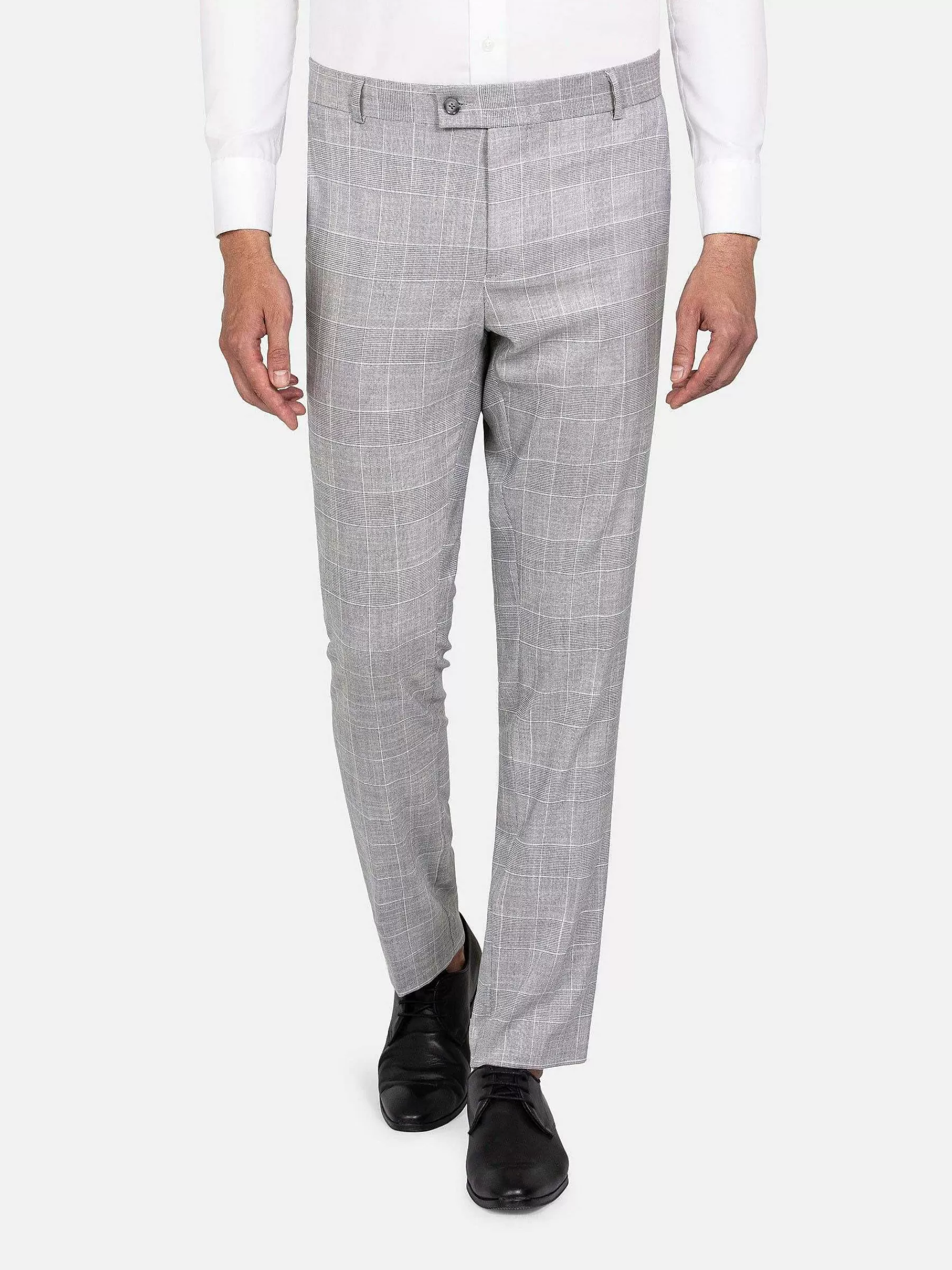 Wam Denim Pantalons<Ground Checkered Slim Fit Grey Pantalon