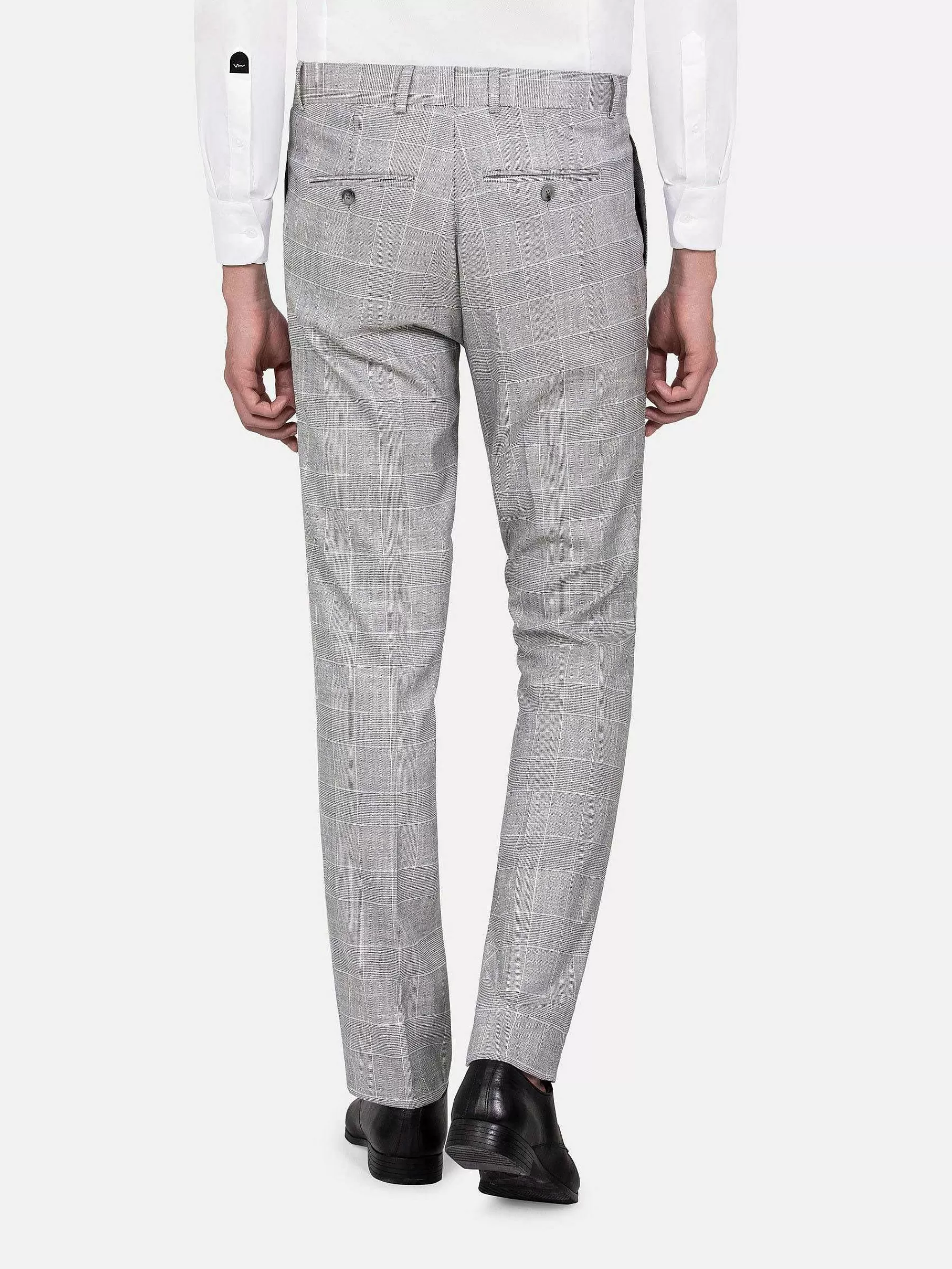 Wam Denim Pantalons<Ground Checkered Slim Fit Grey Pantalon