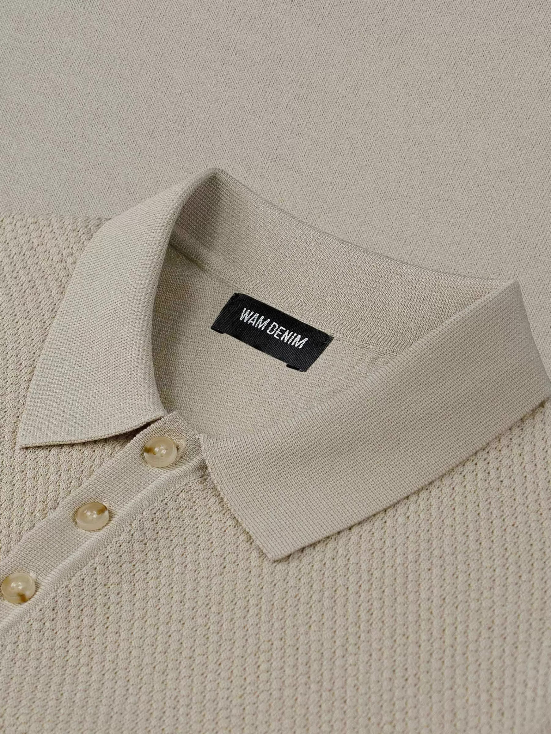 Wam Denim Polo'S<Henry Pique Knit Light Beige Polo