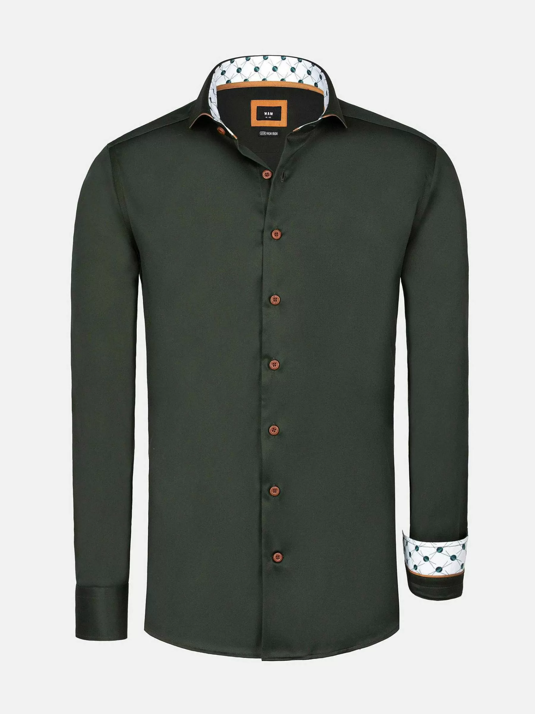 Wam Denim Overhemd Lange Mouwen<Lance Solid Dark Green Overhemd Lange Mouw