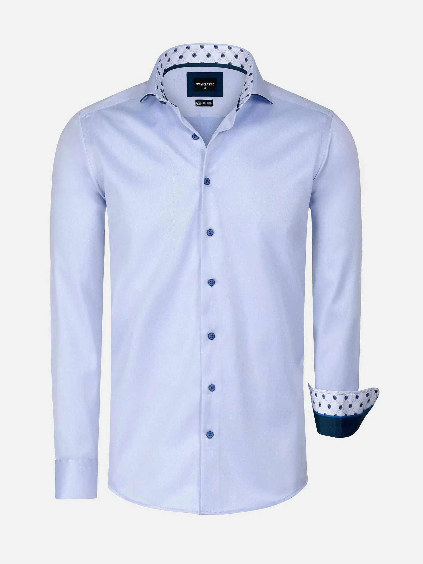 Wam Denim Overhemd Lange Mouwen<Lance Solid Light Blue Overhemd Lange Mouw