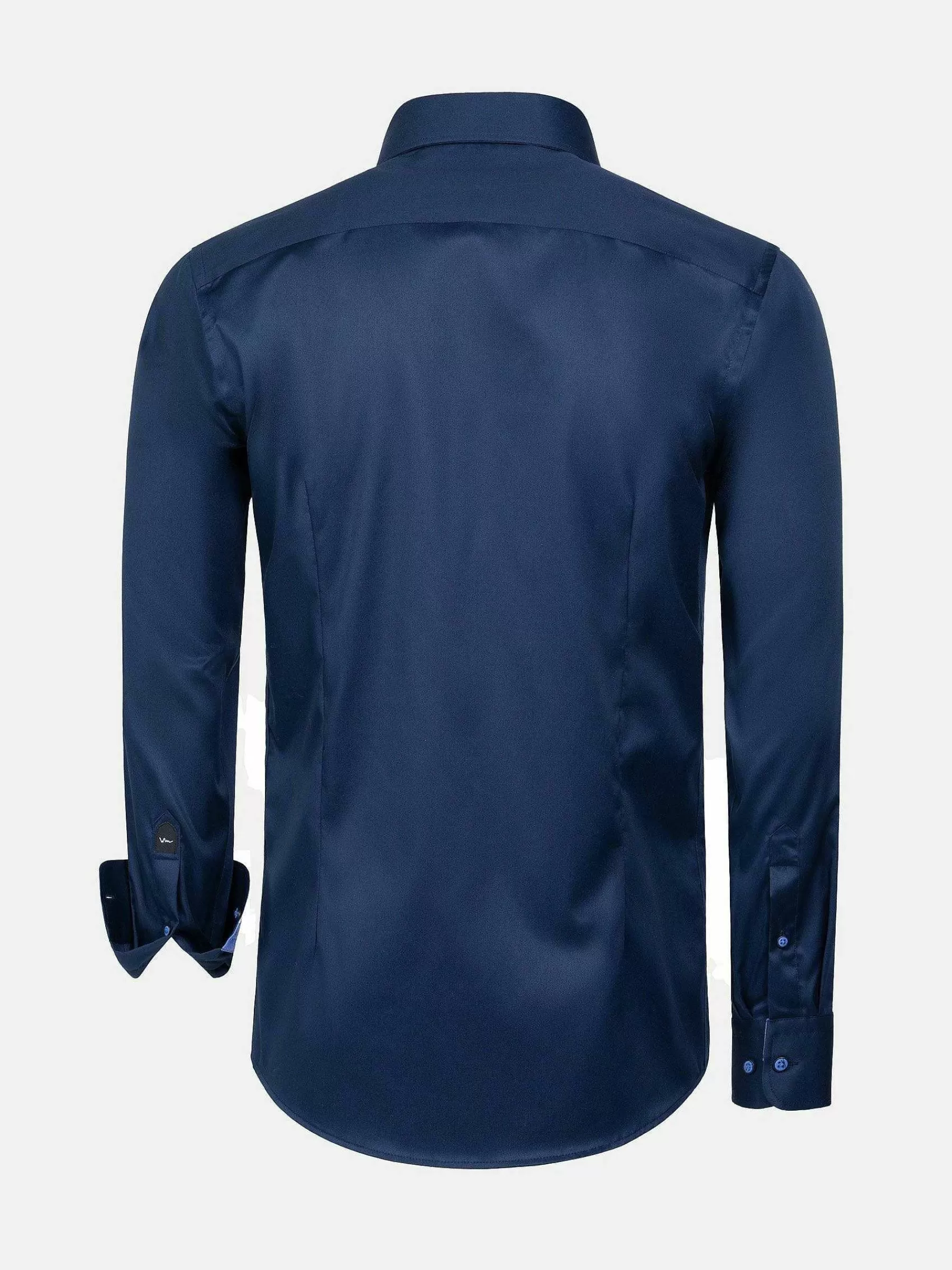 Wam Denim Overhemd Lange Mouwen<Lance Solid Navy Overhemd Lange Mouw