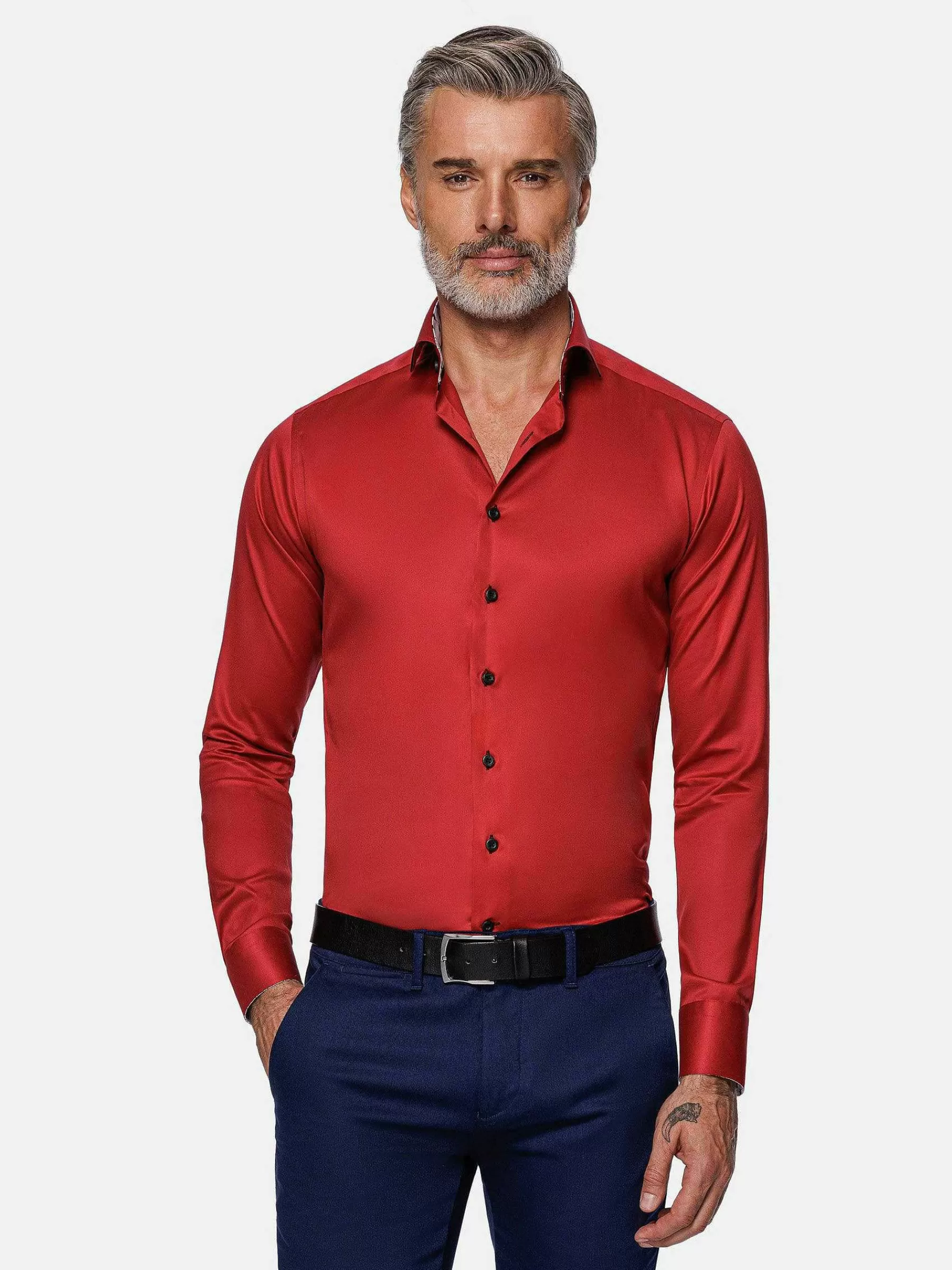 Wam Denim Overhemd Lange Mouwen<Lance Solid Red Overhemd Lange Mouw