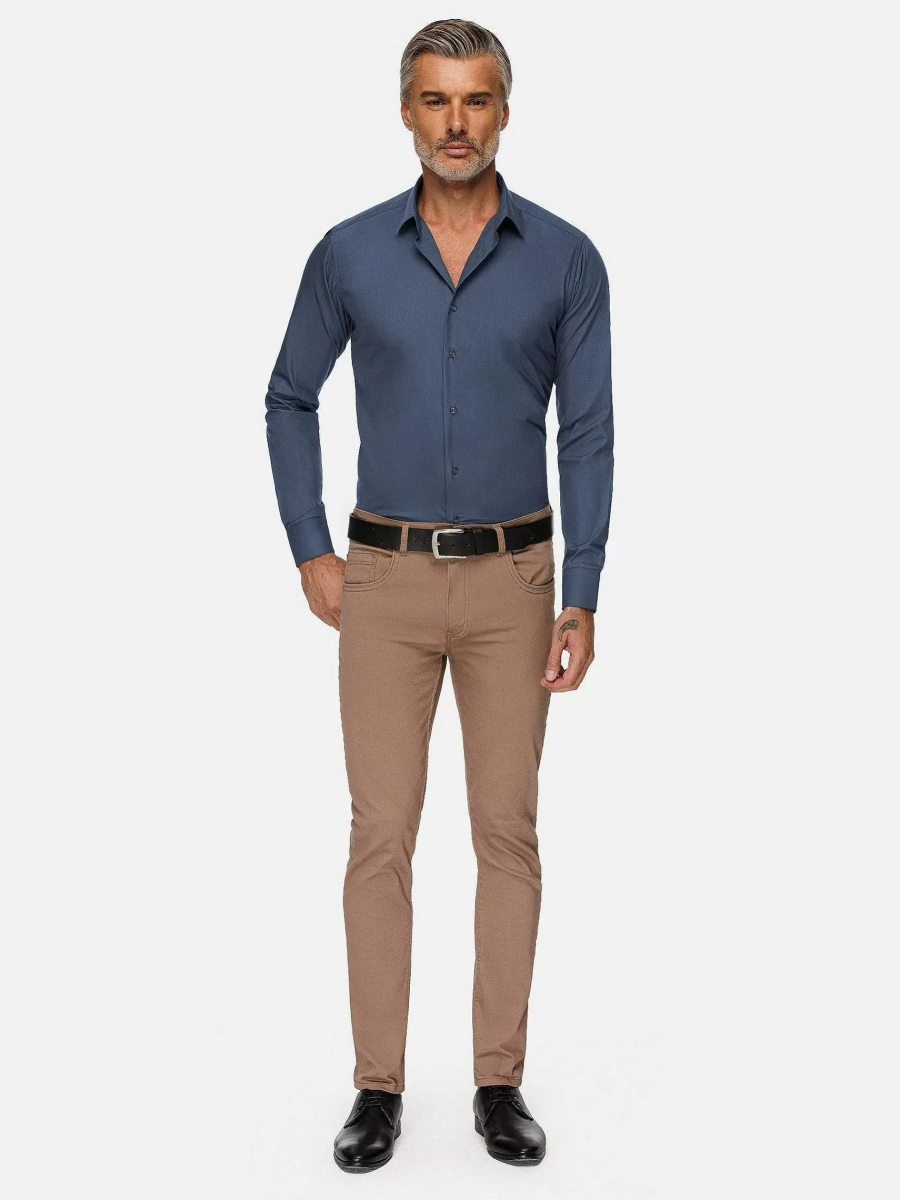 Wam Denim Overhemd Lange Mouwen<Leira Solid Anthracite Overhemd Lange Mouw