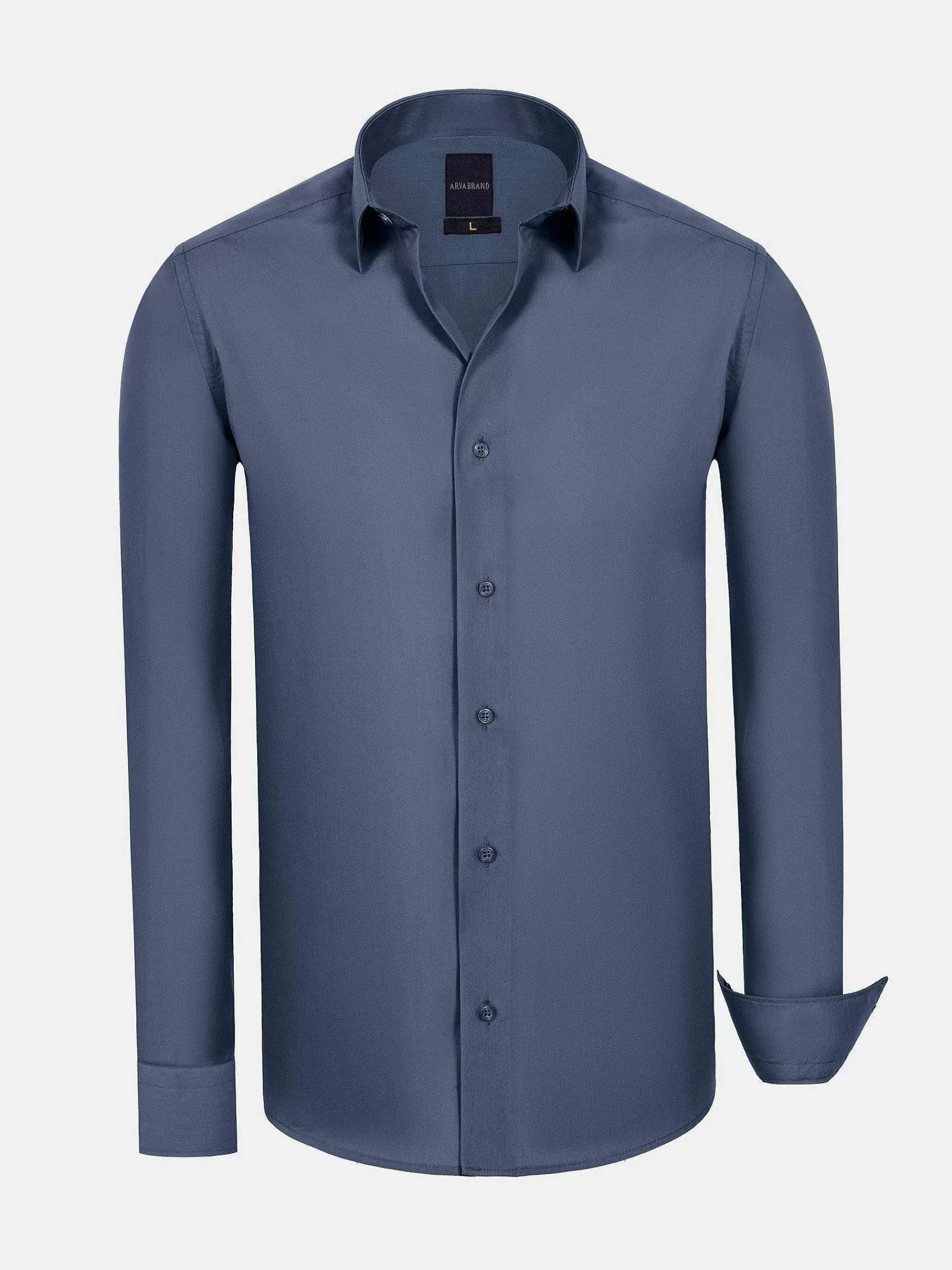 Wam Denim Overhemd Lange Mouwen<Leira Solid Anthracite Overhemd Lange Mouw