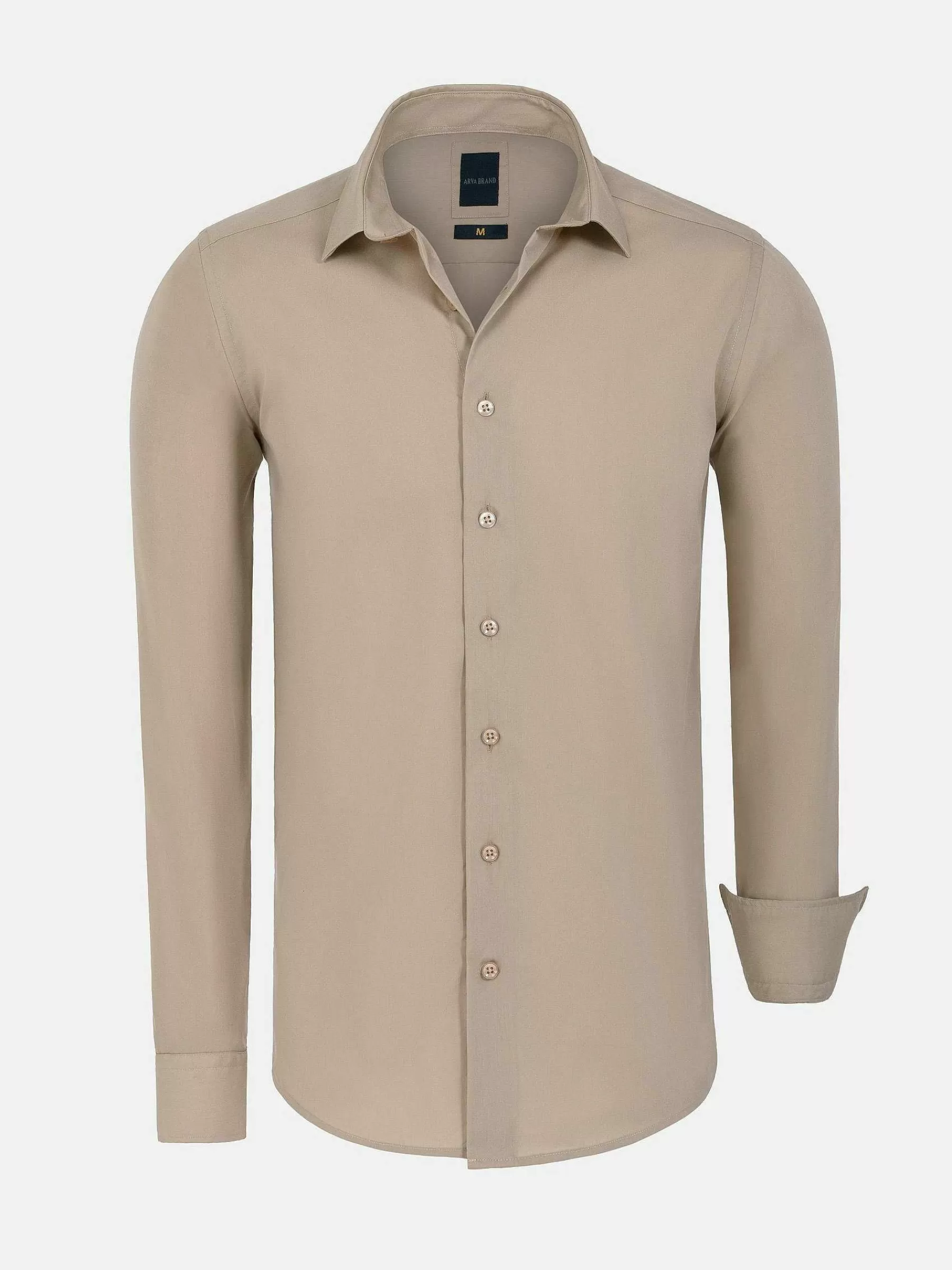 Wam Denim Overhemd Lange Mouwen<Leira Solid Beige Overhemd Lange Mouw