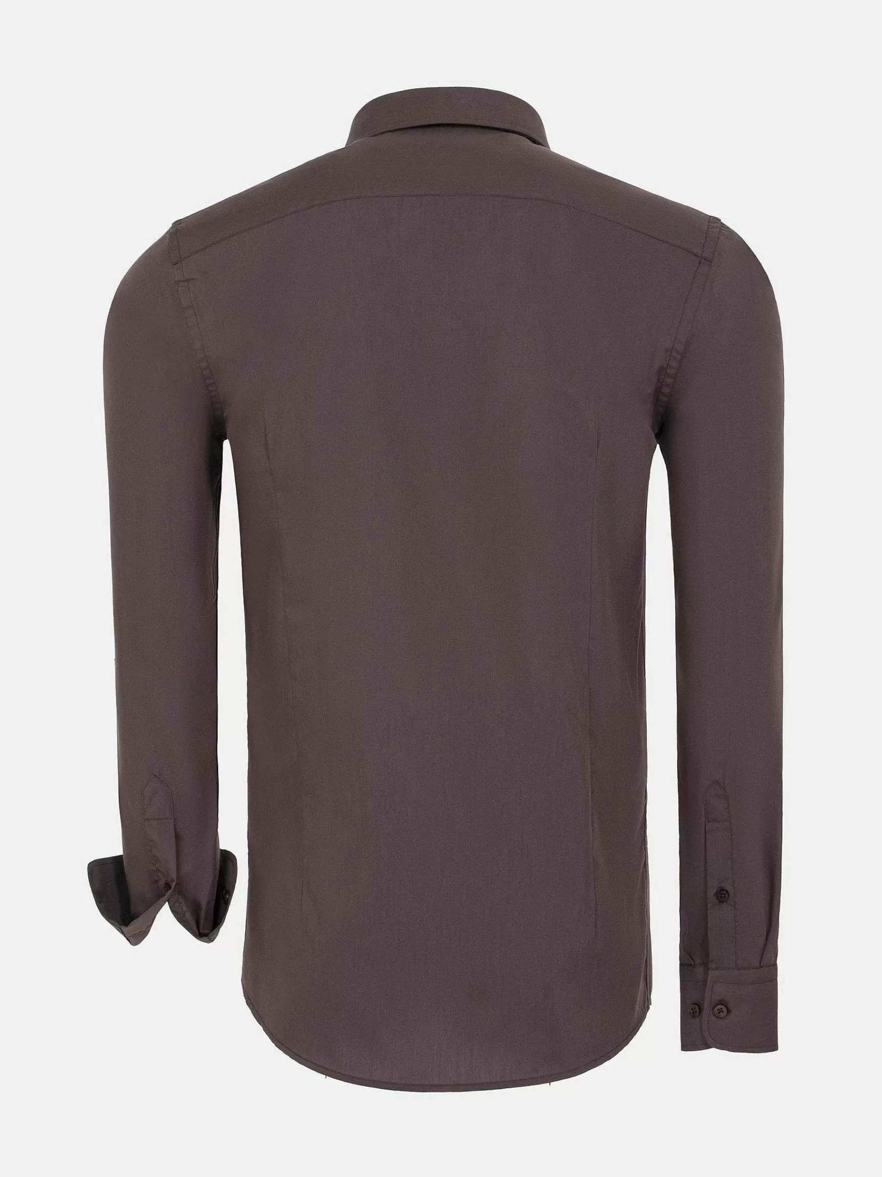 Wam Denim Overhemd Lange Mouwen<Leira Solid Brown Overhemd Lange Mouw