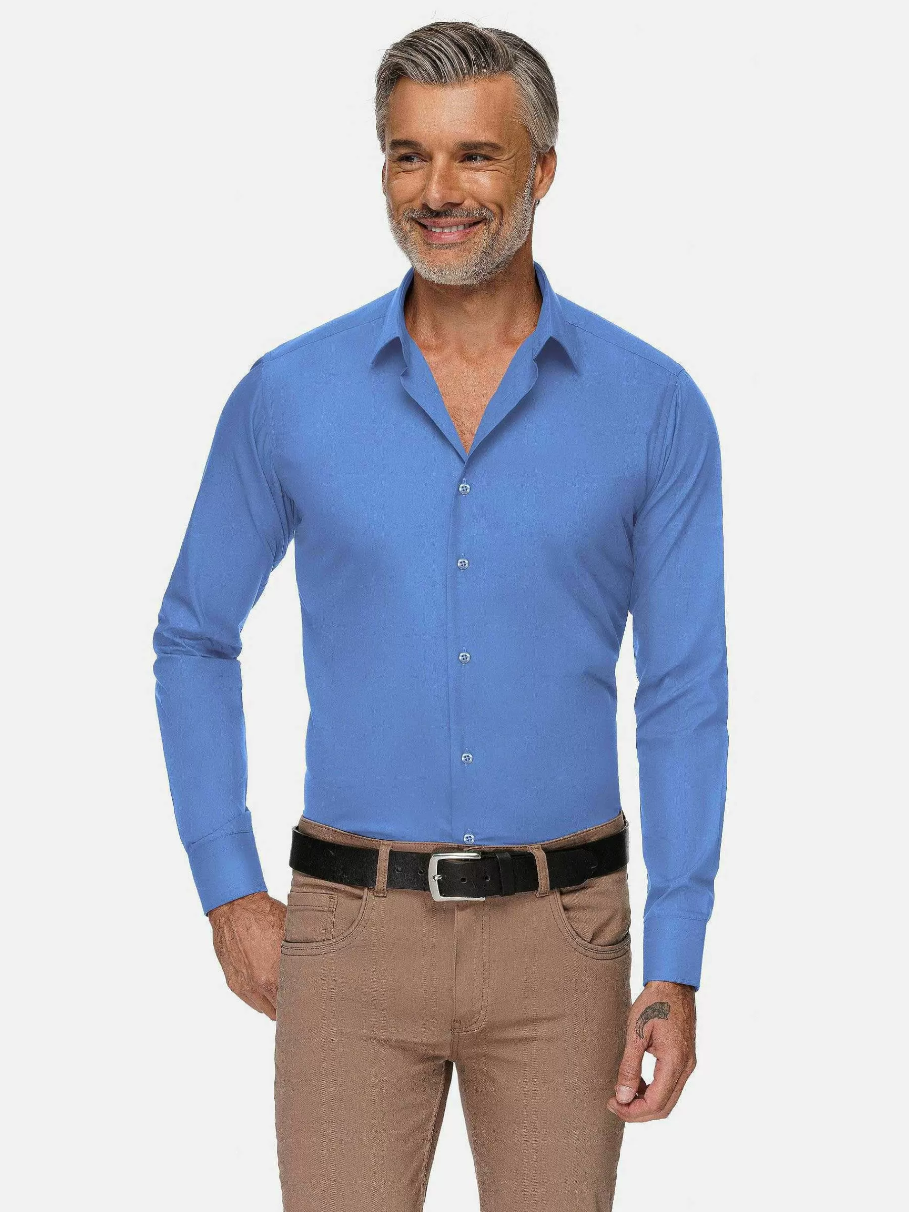 Wam Denim Overhemd Lange Mouwen<Leira Solid Dark Blue Overhemd Lange Mouw