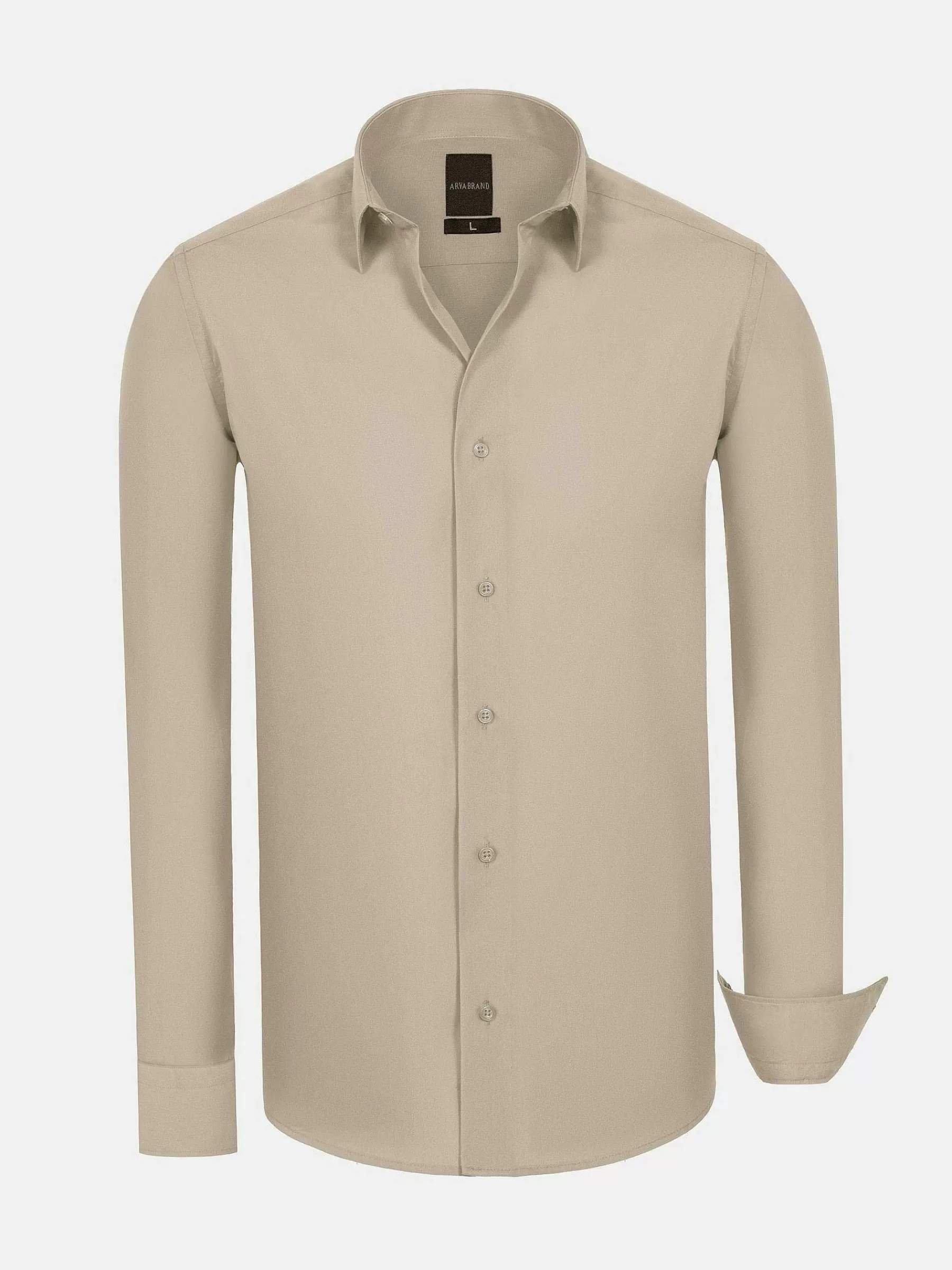 Wam Denim Overhemd Lange Mouwen<Leira Solid Light Beige Overhemd Lange Mouw