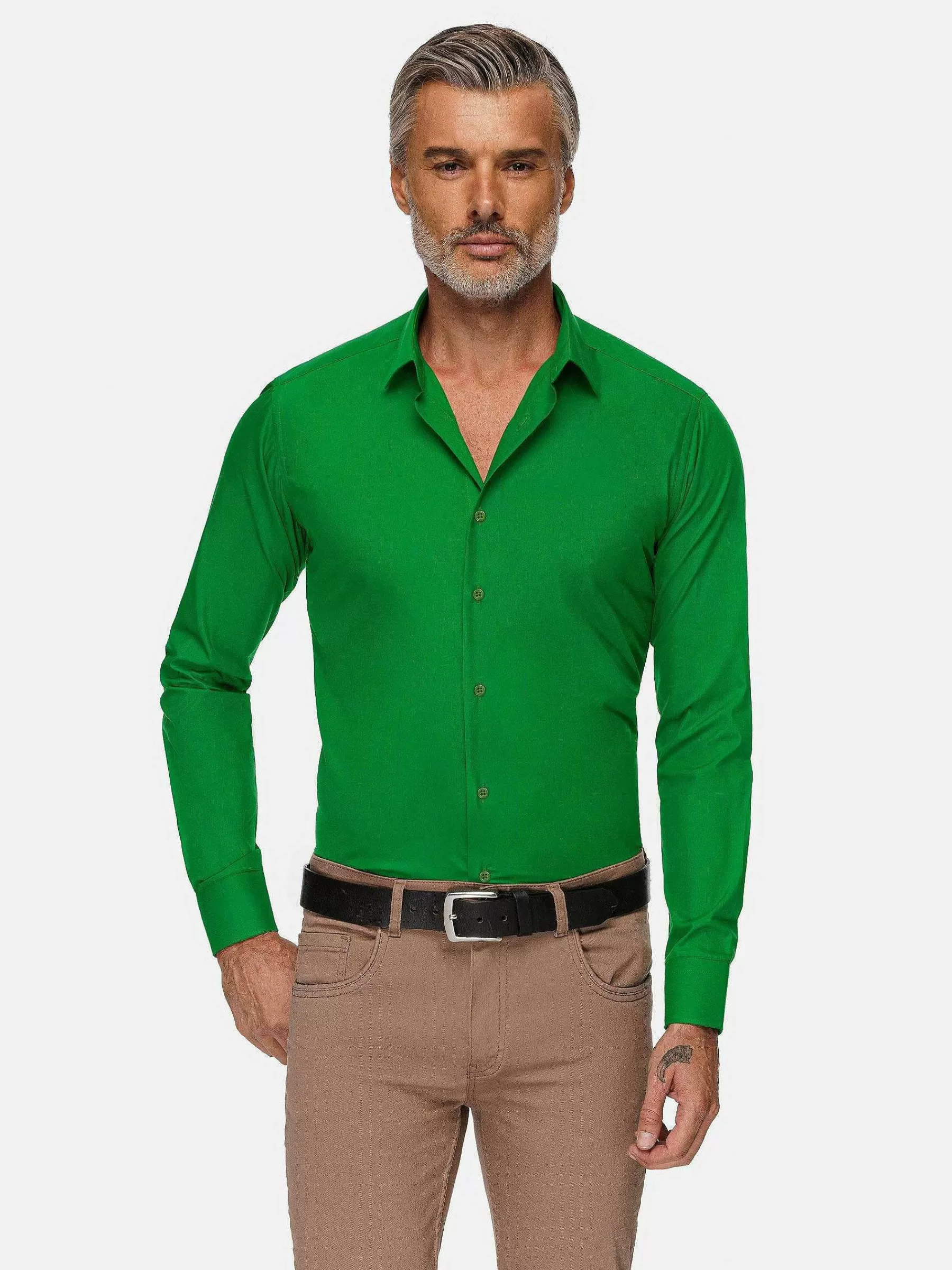 Wam Denim Overhemd Lange Mouwen<Leira Solid Light Green Overhemd Lange Mouw