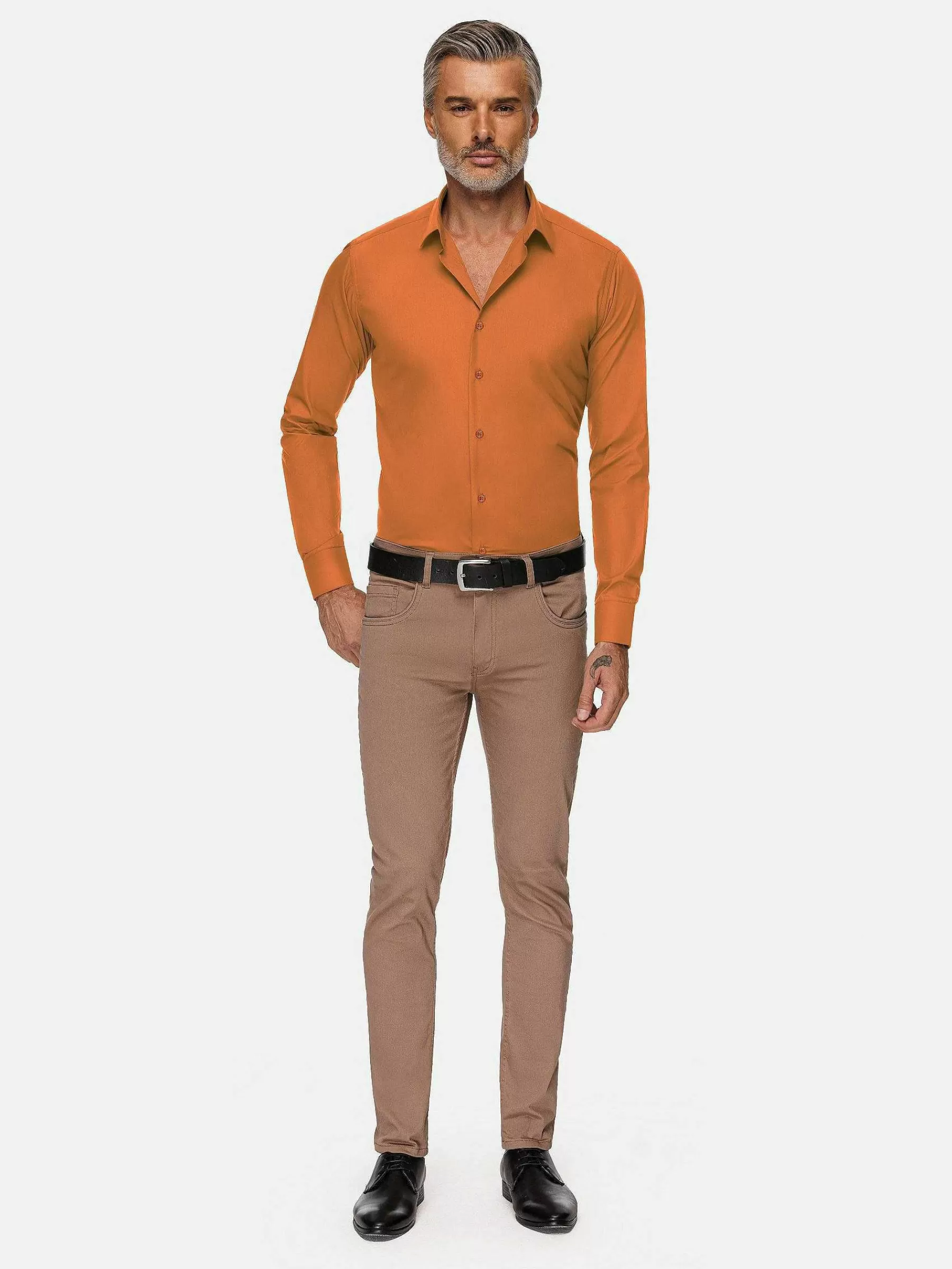 Wam Denim Overhemd Lange Mouwen<Leira Solid Orange Overhemd Lange Mouw