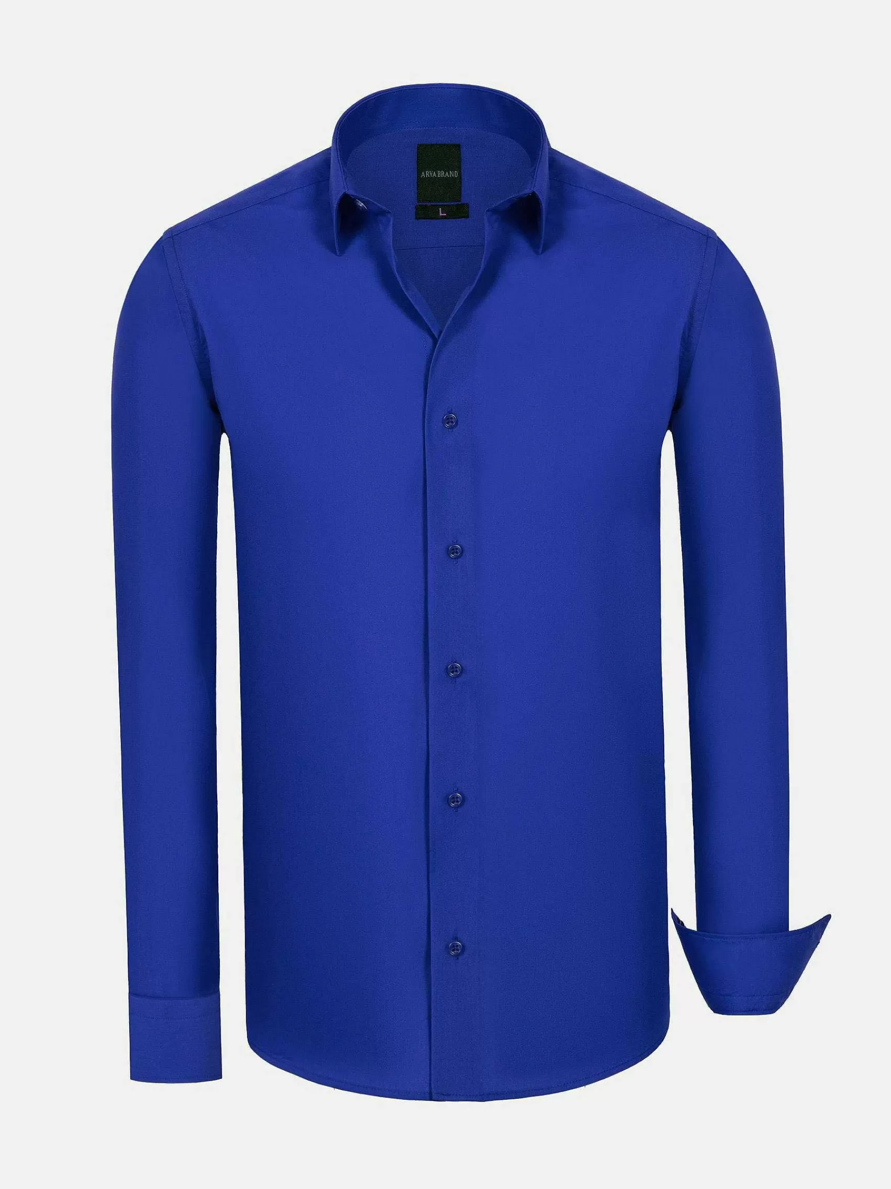 Wam Denim Overhemd Lange Mouwen<Leira Solid Royal Blue Overhemd Lange Mouw