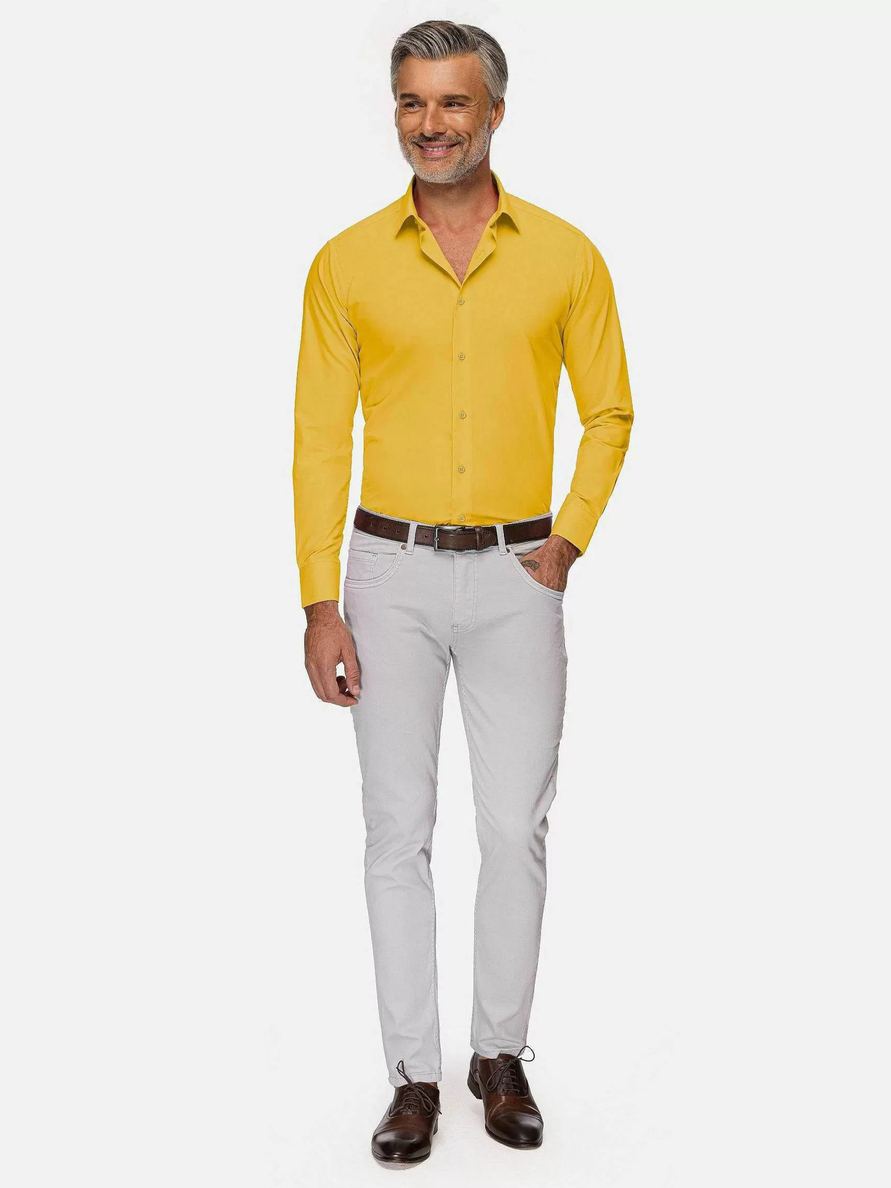 Wam Denim Overhemd Lange Mouwen<Leira Solid Yellow Overhemd Lange Mouw