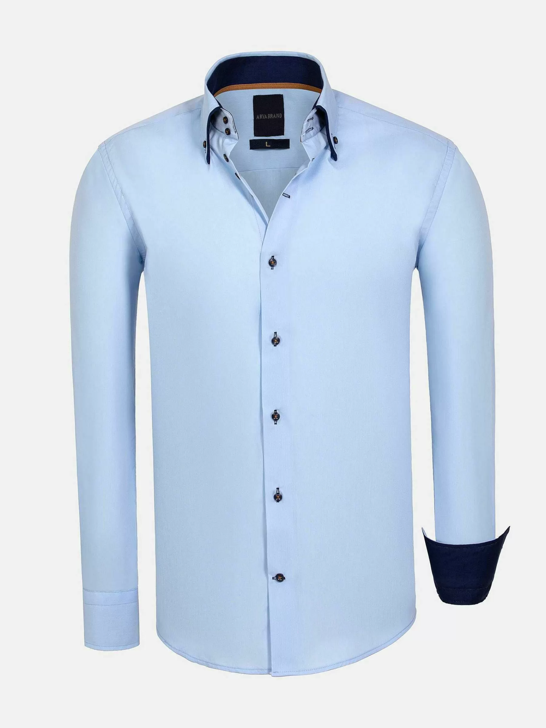 Wam Denim Overhemd Lange Mouwen<Metz Solid Blue Overhemd Lange Mouw