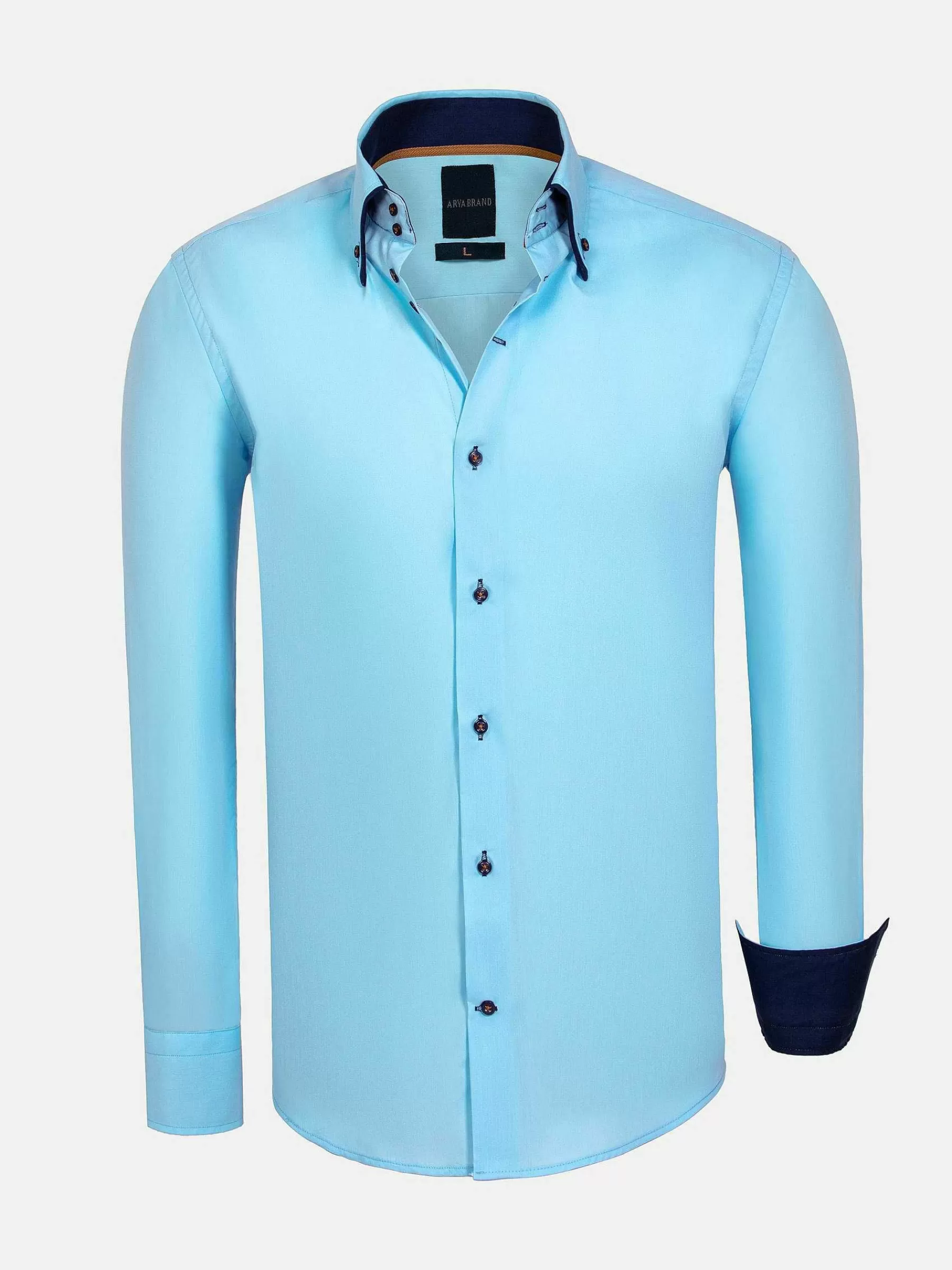Wam Denim Overhemd Lange Mouwen<Metz Solid Turquoise Overhemd Lange Mouw