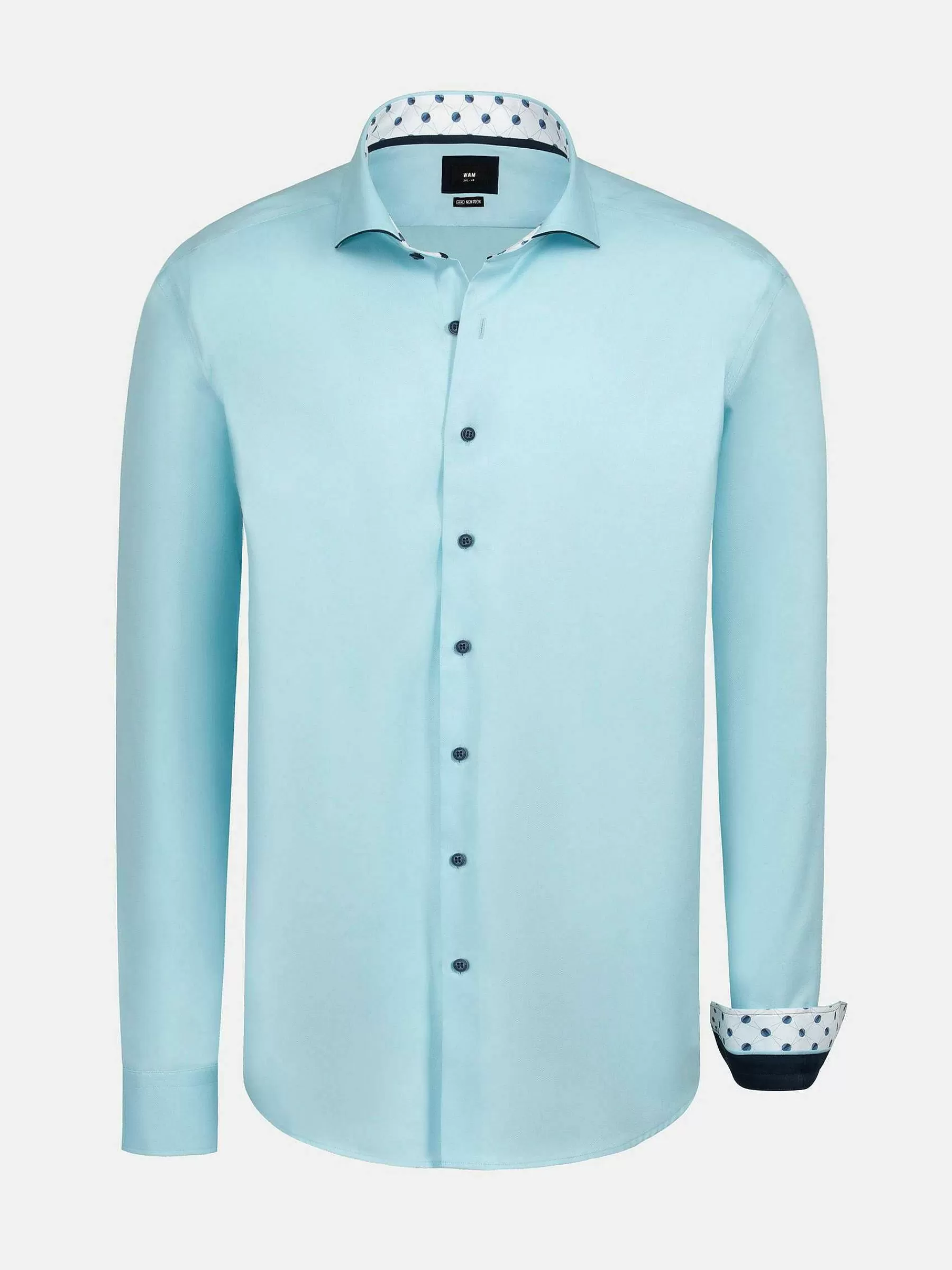 Wam Denim Overhemd Lange Mouwen<Mykonos Solid Light Turquoise Overhemd Longe Mouw