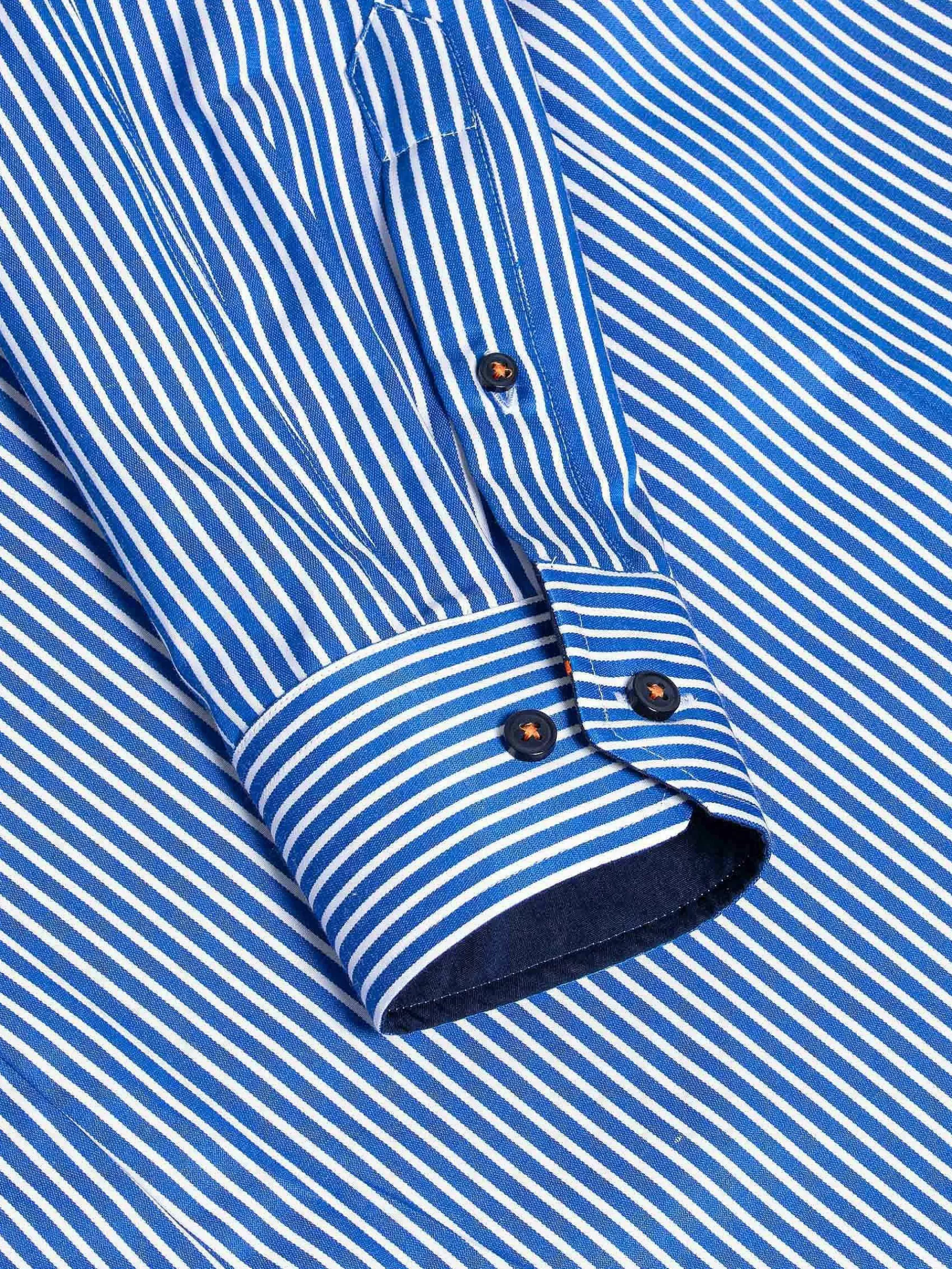 Wam Denim Overhemd Lange Mouwen<Nancy Royal Blue Striped Overhemd Lange Mouw