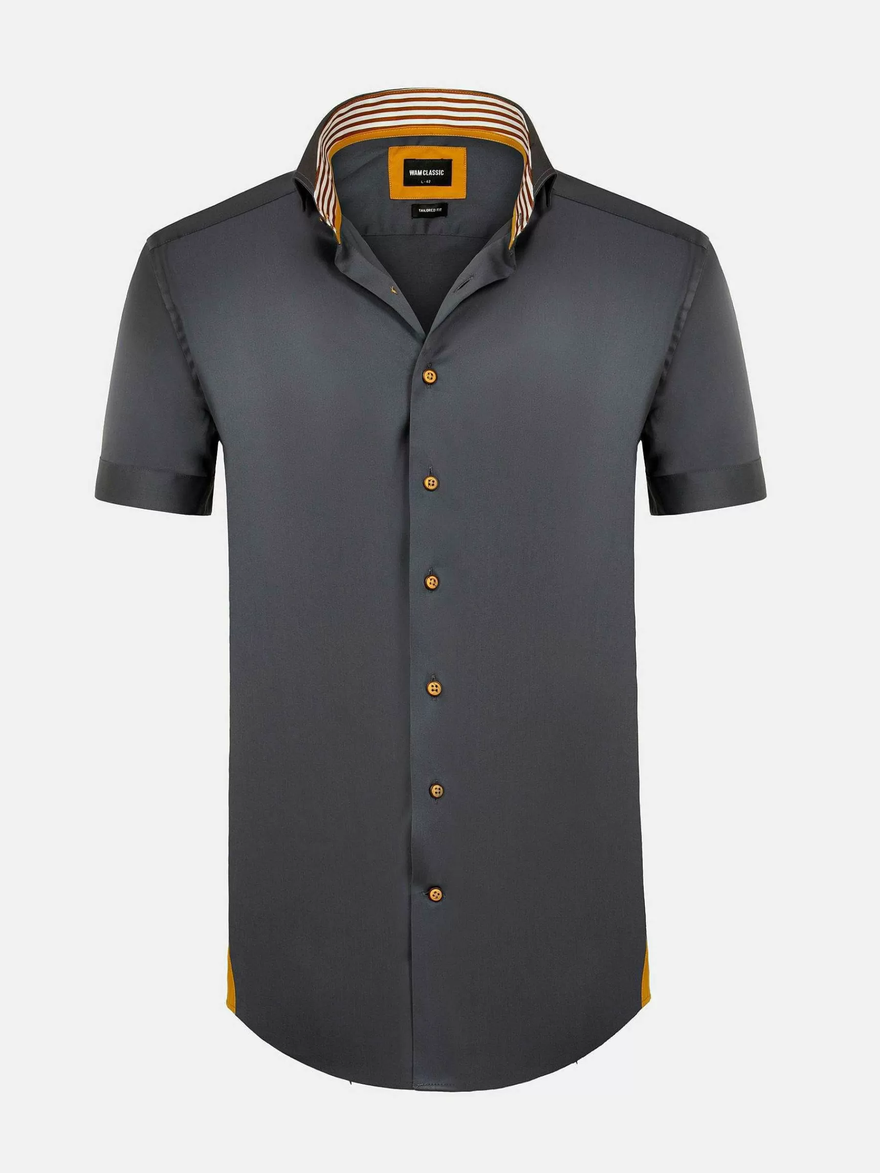 Wam Denim Overhemd Korte Mouwen<Owen Tailored Fit Anthracite Overhemd Korte Mouw