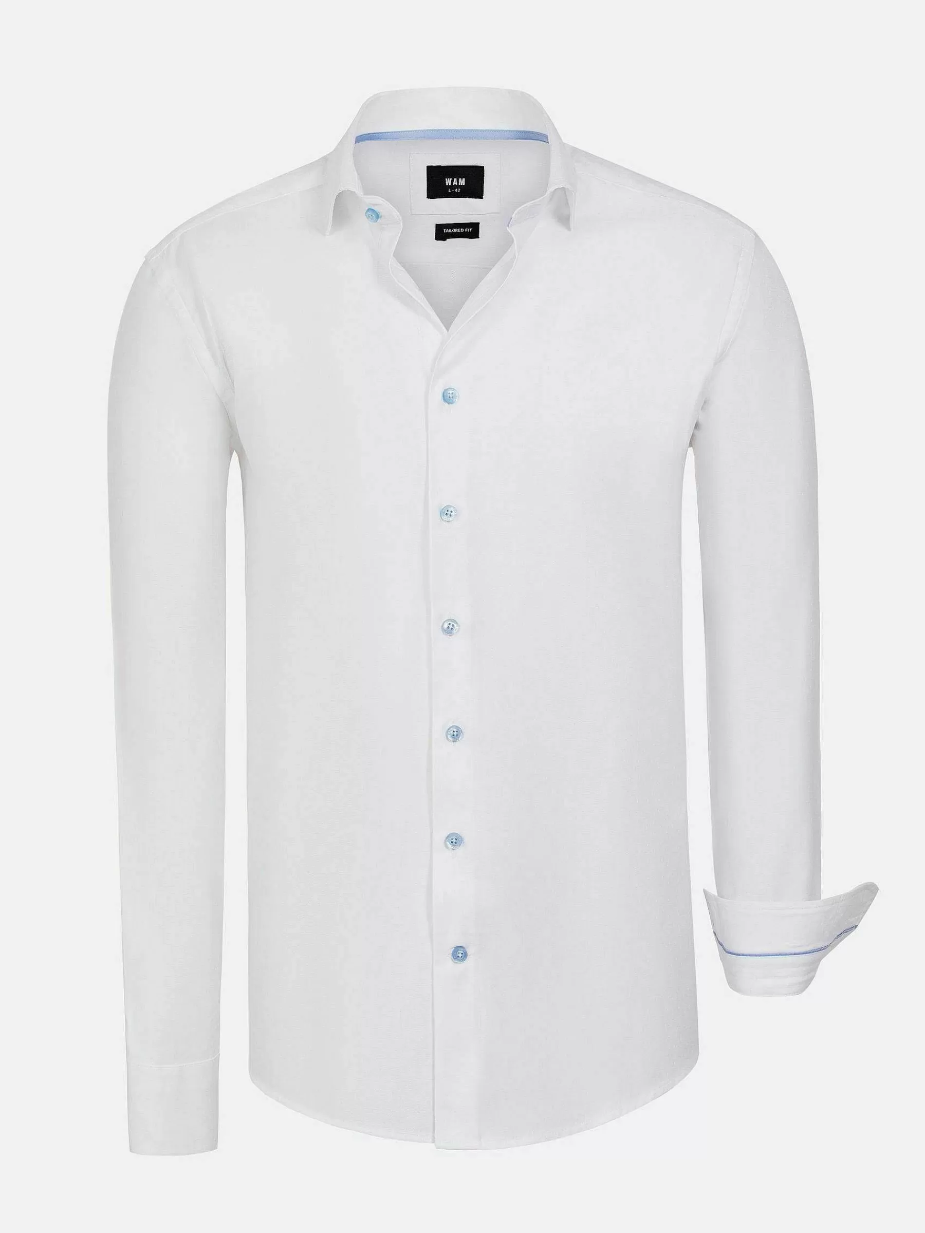 Wam Denim Overhemd Lange Mouwen<Pearl Solid White Overhemd Lange Mouw