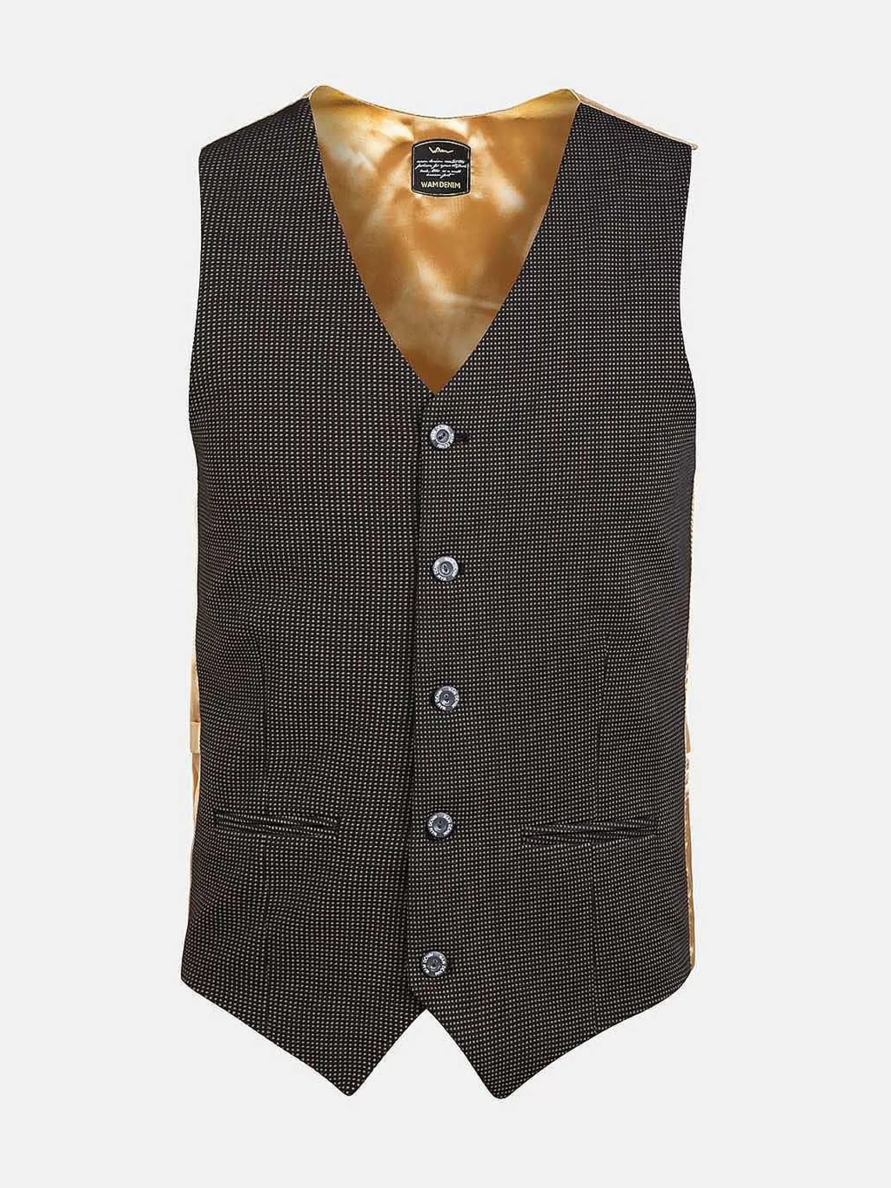 Wam Denim Gilets<Plaid Vest Trieste 74094 Black Brown