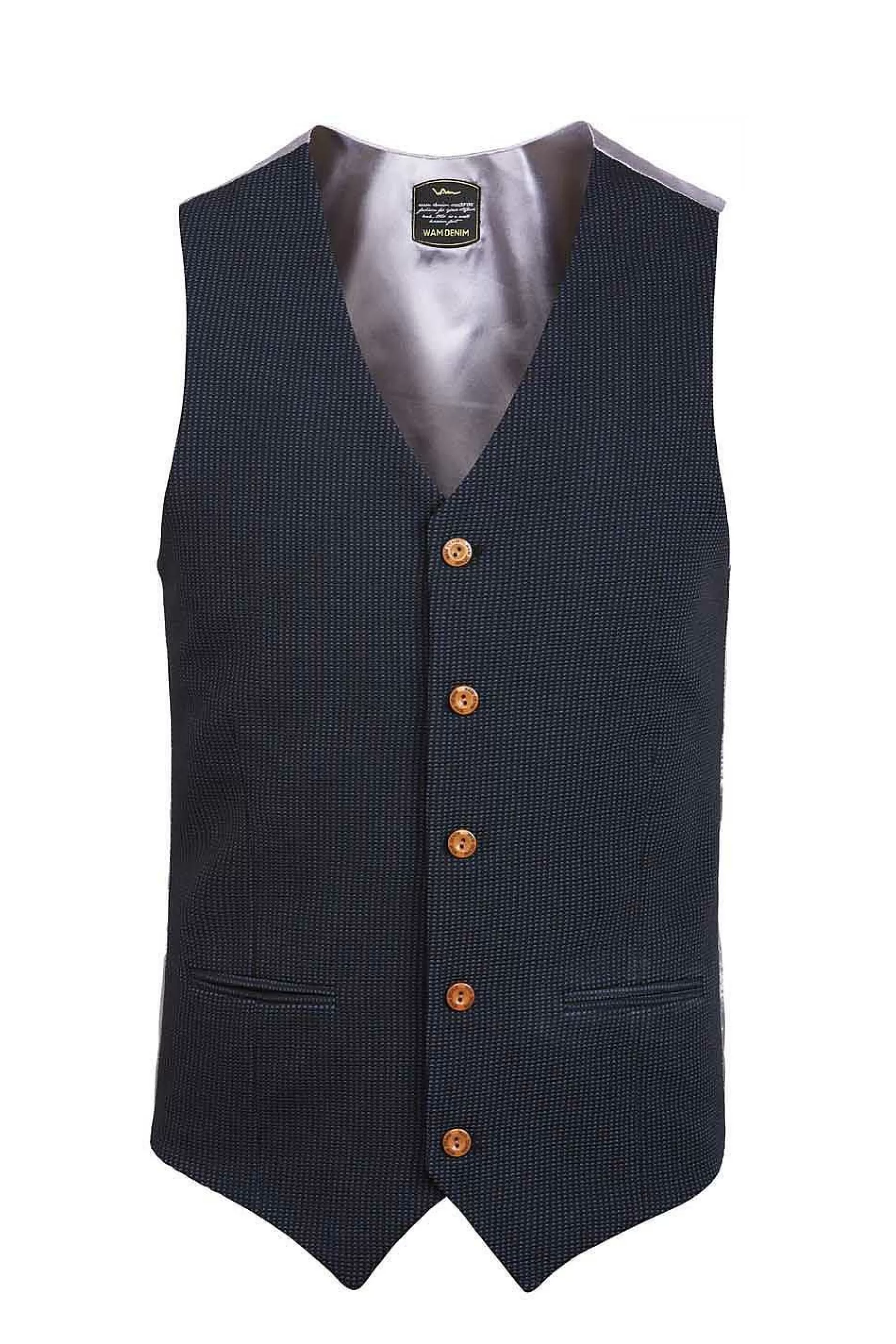 Wam Denim Gilets<Plaid Vest Trieste 74094 Light Indigo
