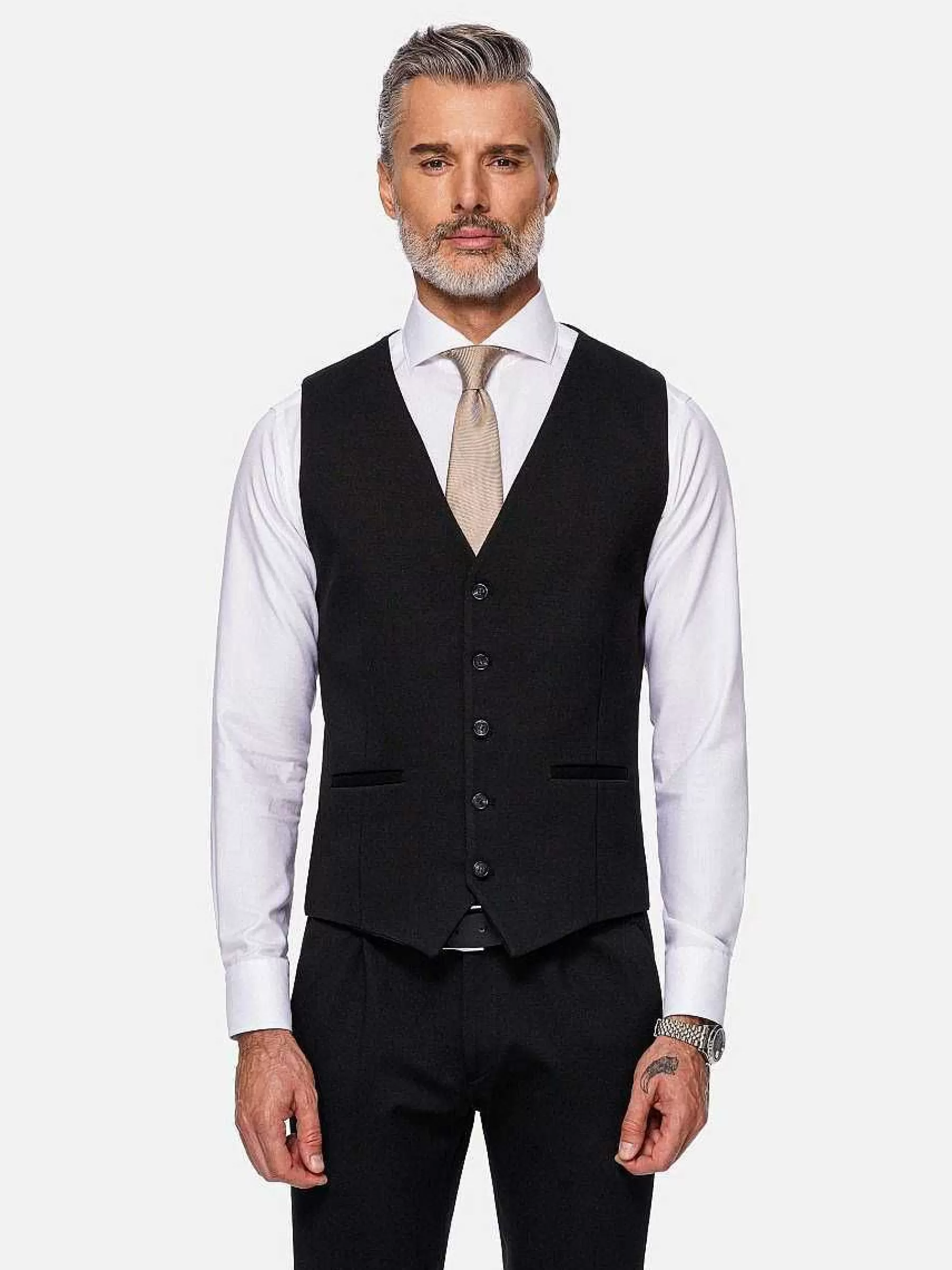 Wam Denim Gilets<Red Wood Glen Check Slim Fit Dark Red Black Suit Gilet