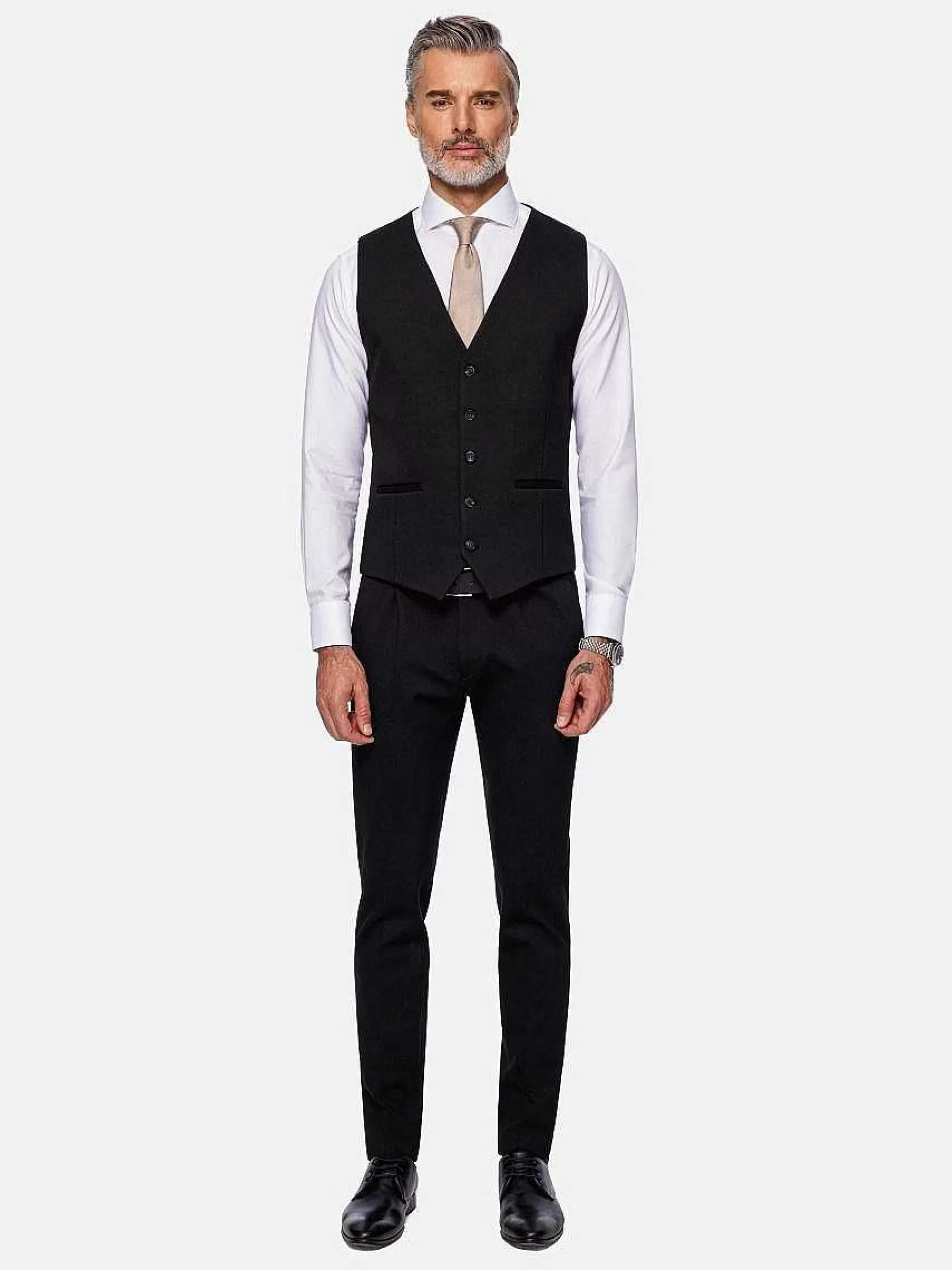 Wam Denim Gilets<Red Wood Glen Check Slim Fit Dark Red Black Suit Gilet