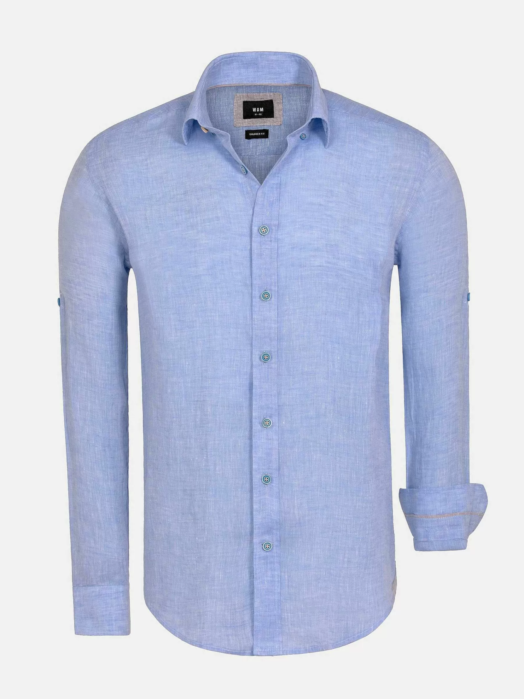 Wam Denim Overhemd Lange Mouwen<Redention Linen Blue Overhemd Lange Mouw