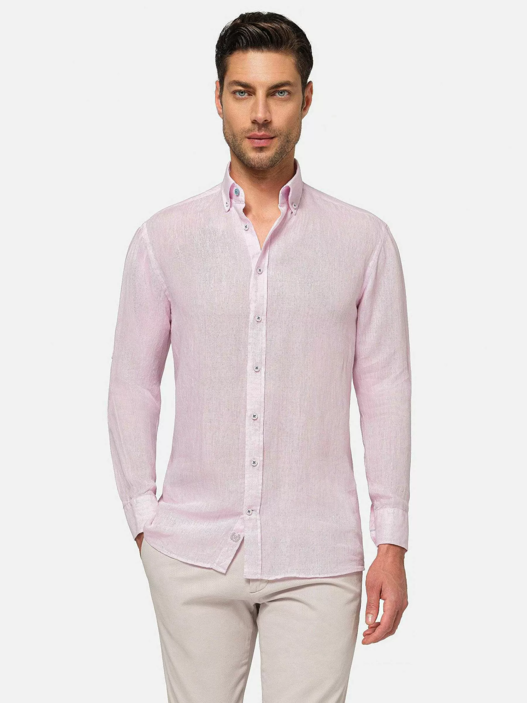 Wam Denim Overhemd Lange Mouwen<Redention Linen Pink Overhemd Lange Mouw