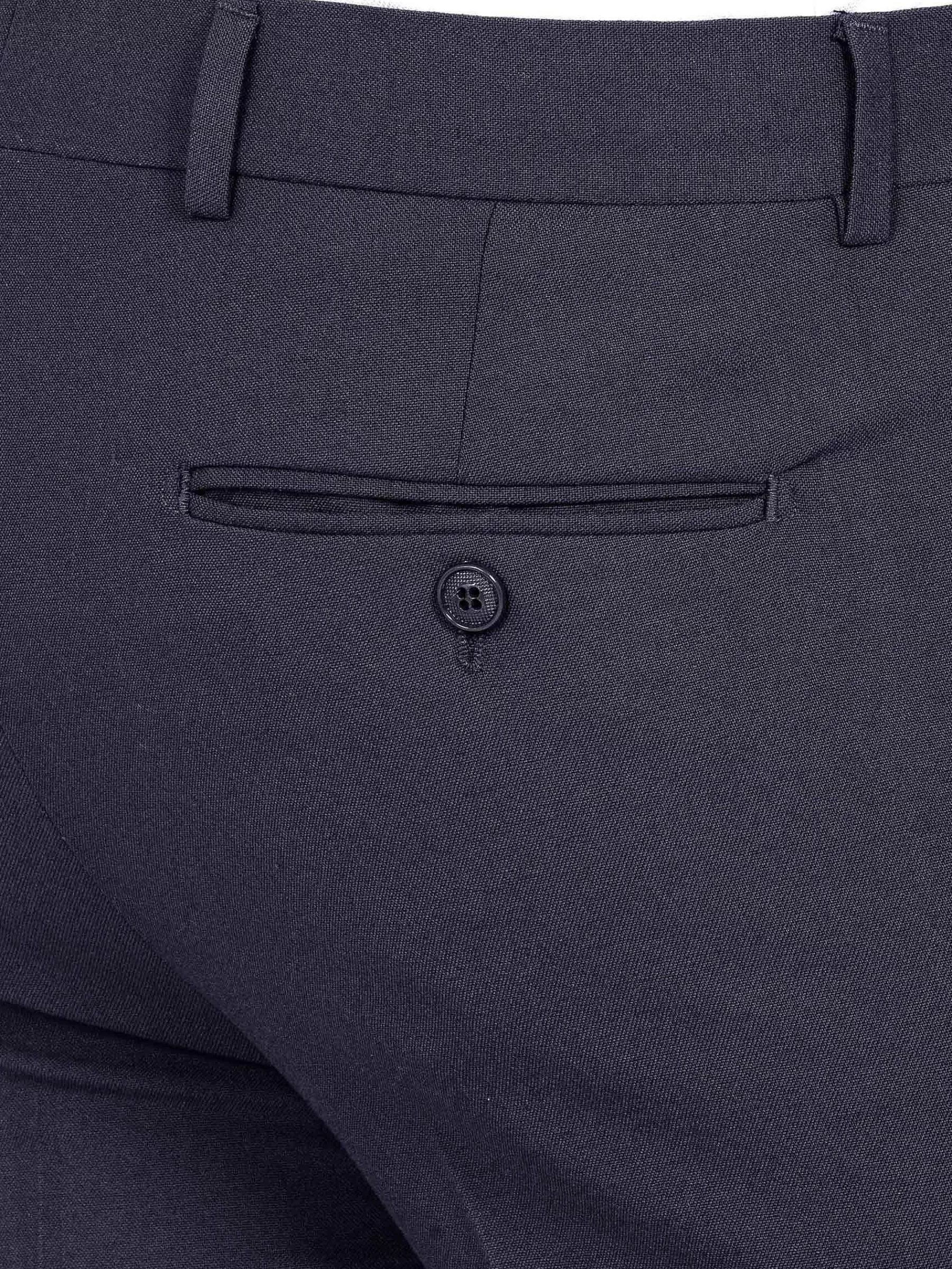 Wam Denim Pantalons<Slim Fit Textured Navy Pantalon