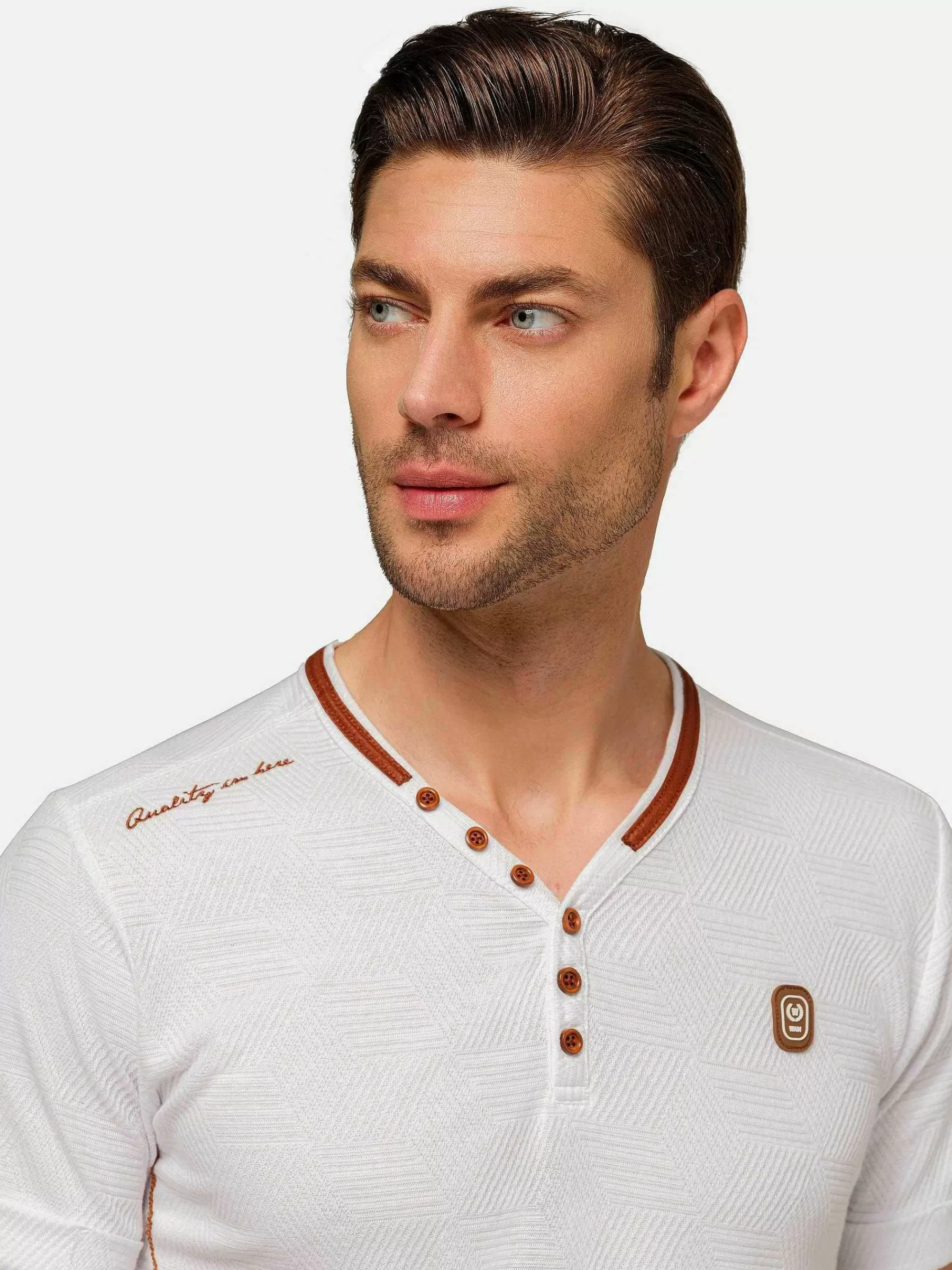 Wam Denim T-Shirts<Textured Design Wahar V-Neck White T-Shirt