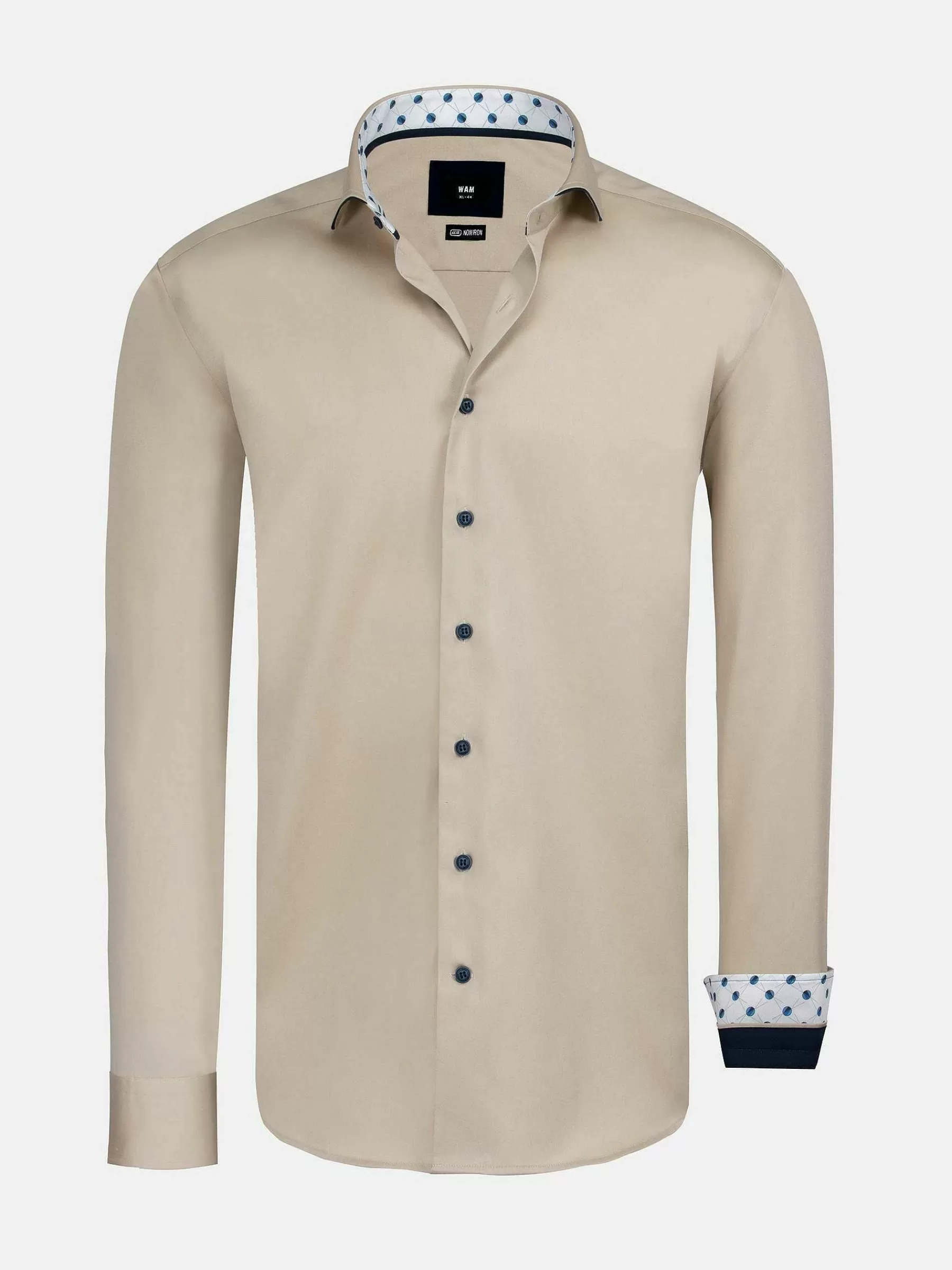 Wam Denim Overhemd Lange Mouwen<Vercelli Solid Beige Overhemd Longe Mouw